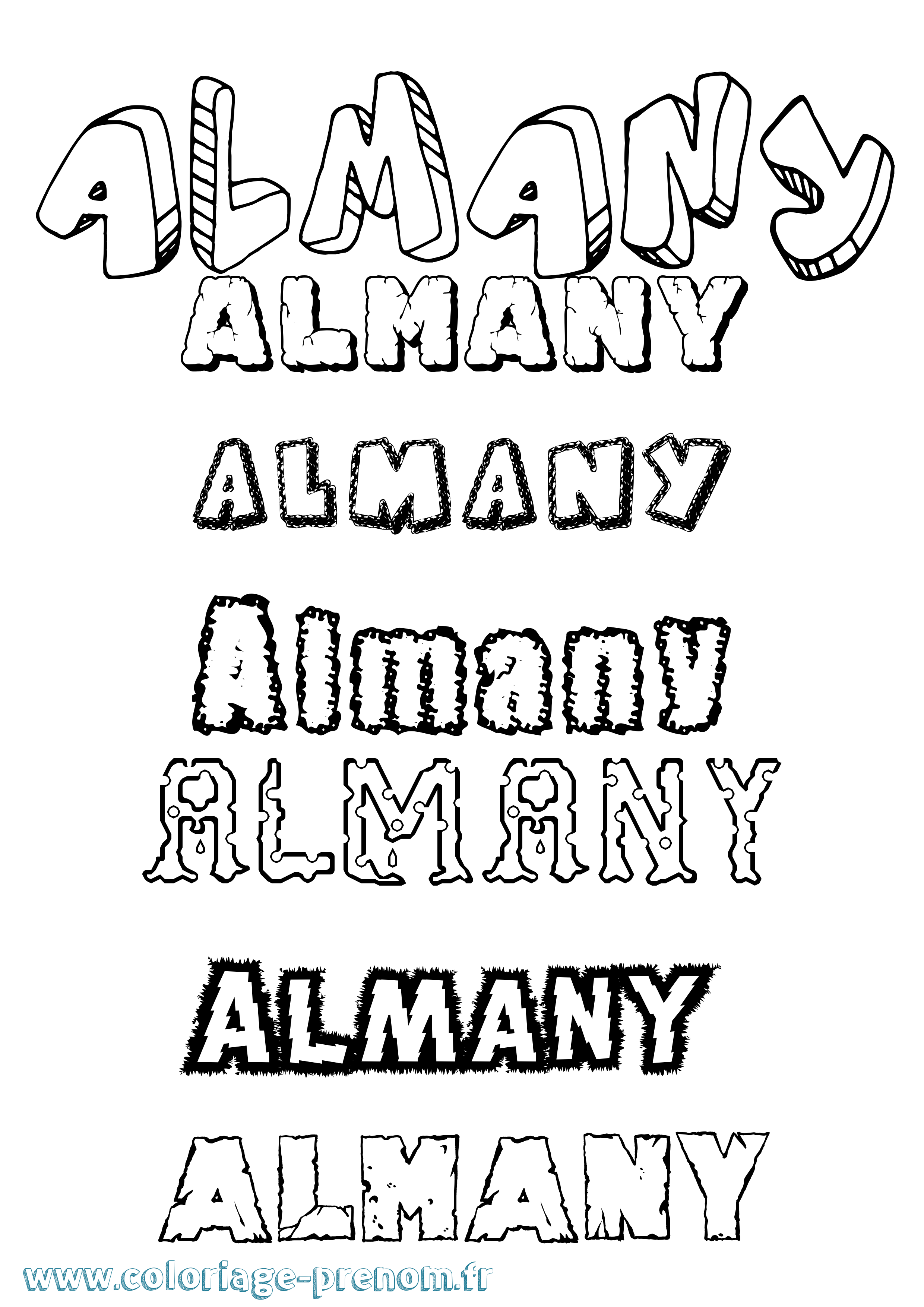 Coloriage Almany Destructuré Coloriage prénom Almany Destructuré