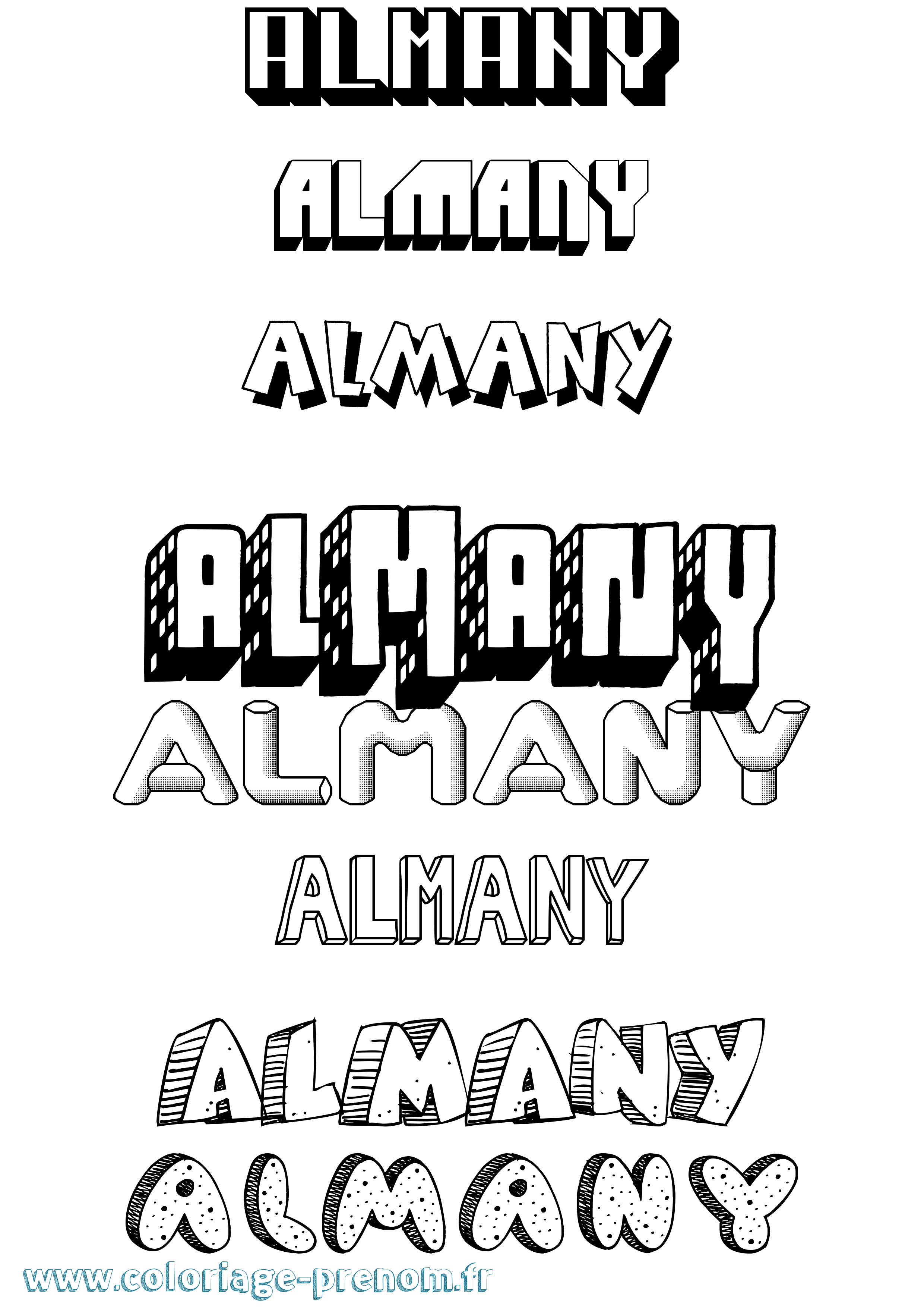 Coloriage Almany Effet 3D Coloriage prénom Almany Effet 3D