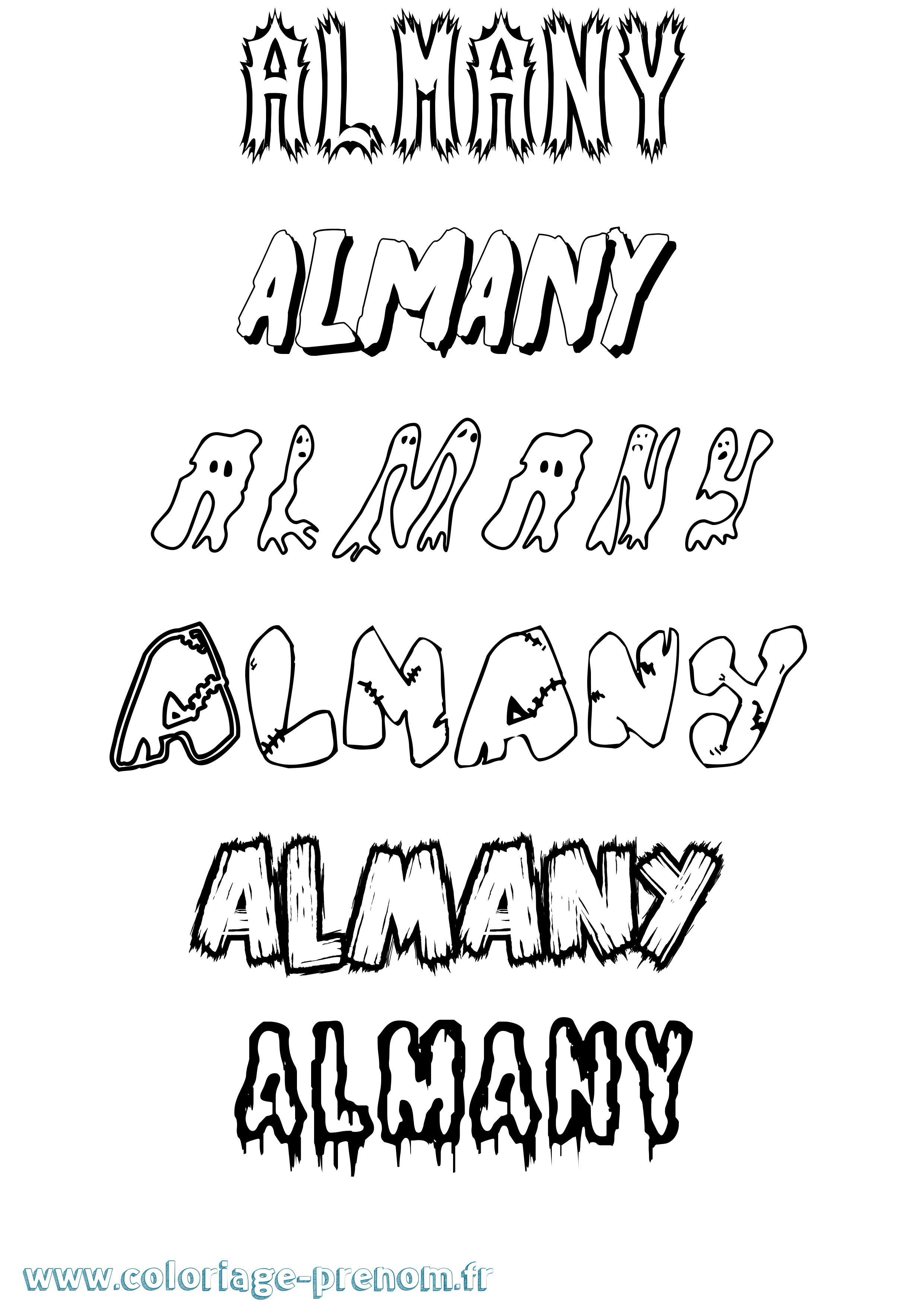 Coloriage Almany Frisson Coloriage prénom Almany Frisson