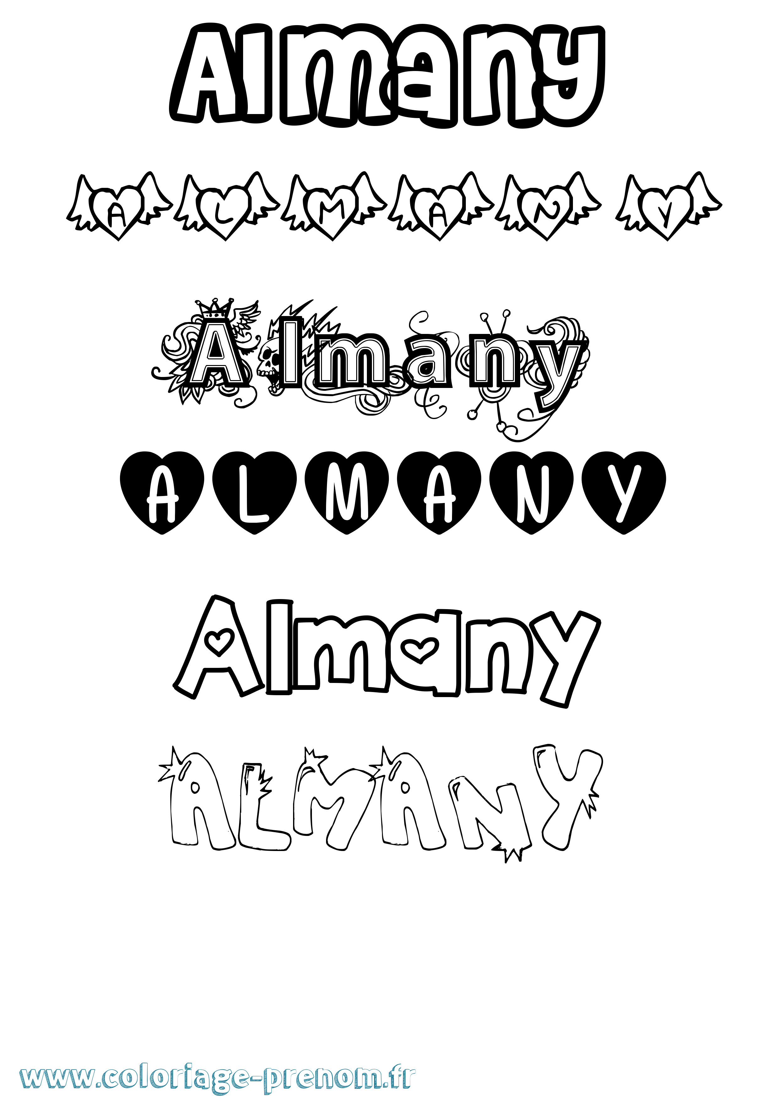 Coloriage Almany Girly Coloriage prénom Almany Girly