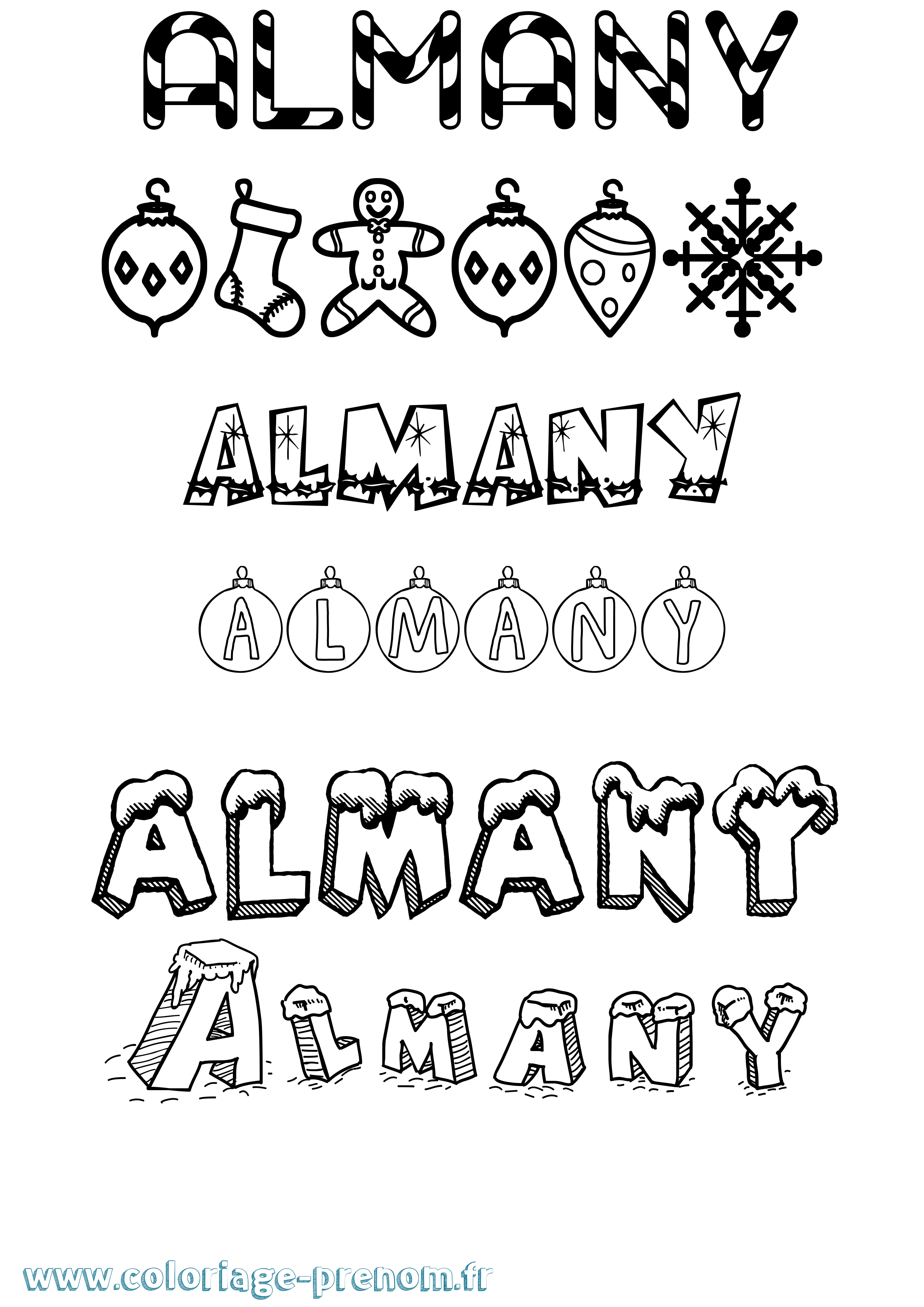 Coloriage Almany Noël Coloriage prénom Almany Noël