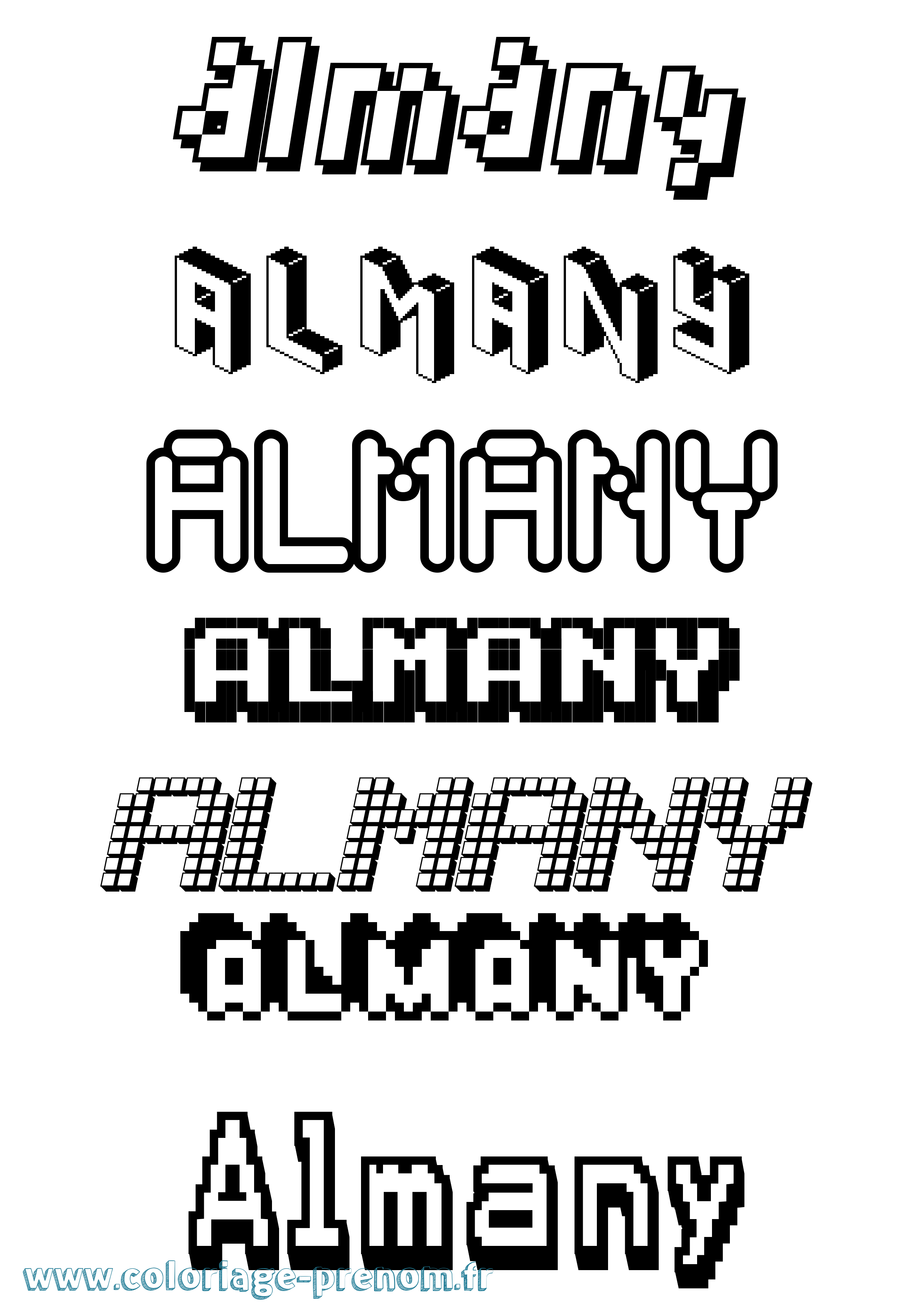 Coloriage Almany Pixel Coloriage prénom Almany Pixel