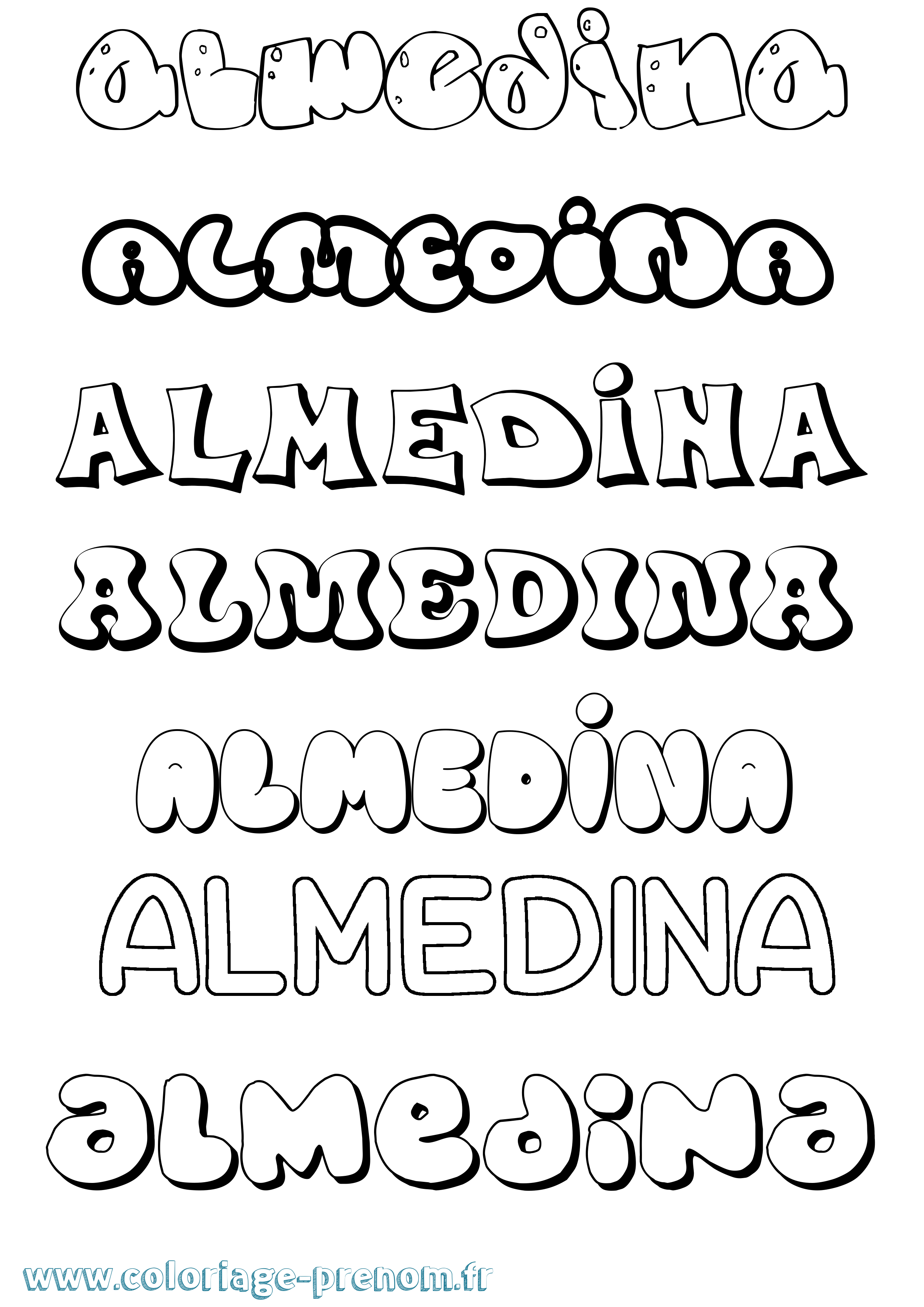Coloriage Almedina Bubble Coloriage prénom Almedina Bubble