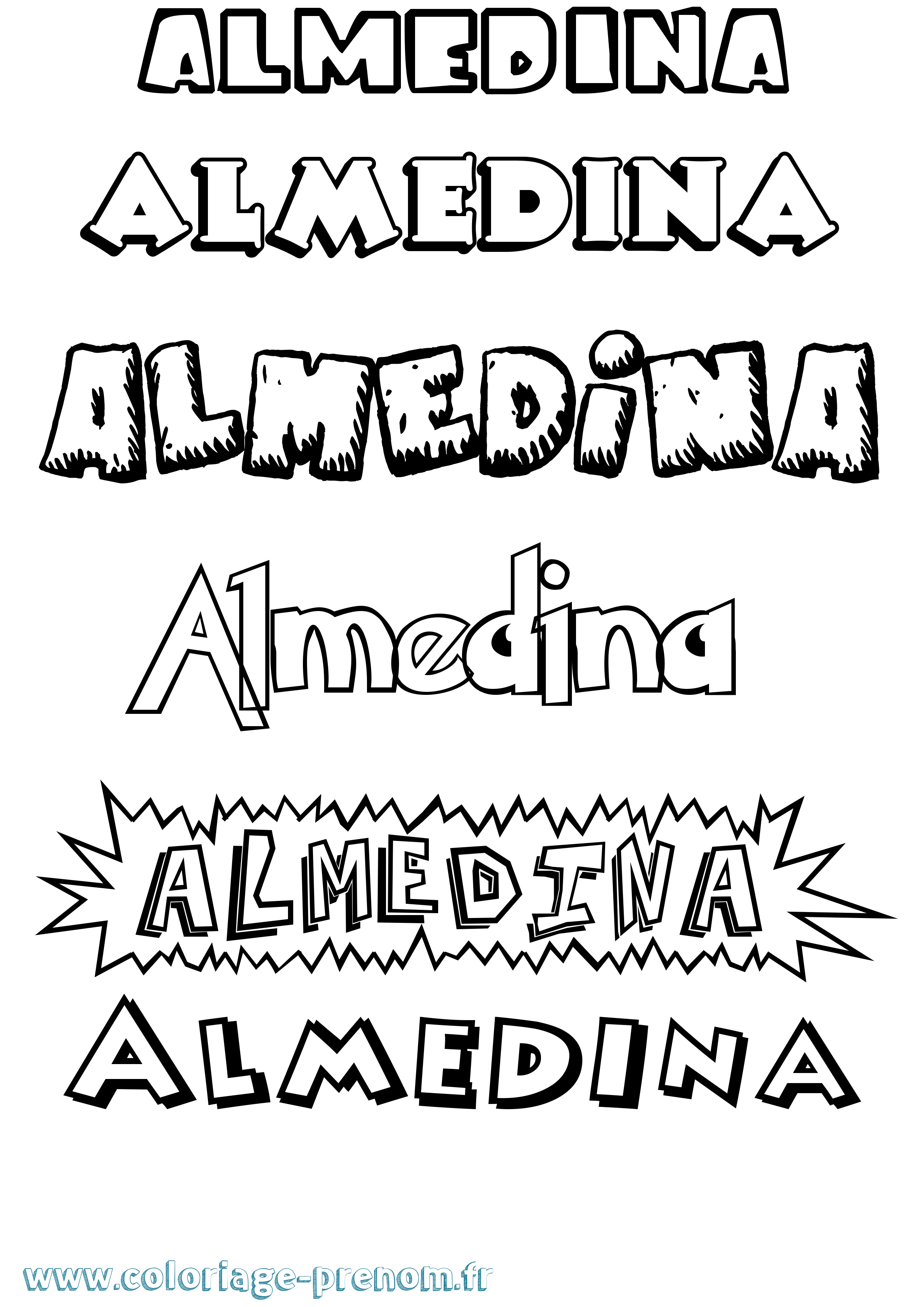Coloriage Almedina Dessin Animé Coloriage prénom Almedina Dessin Animé
