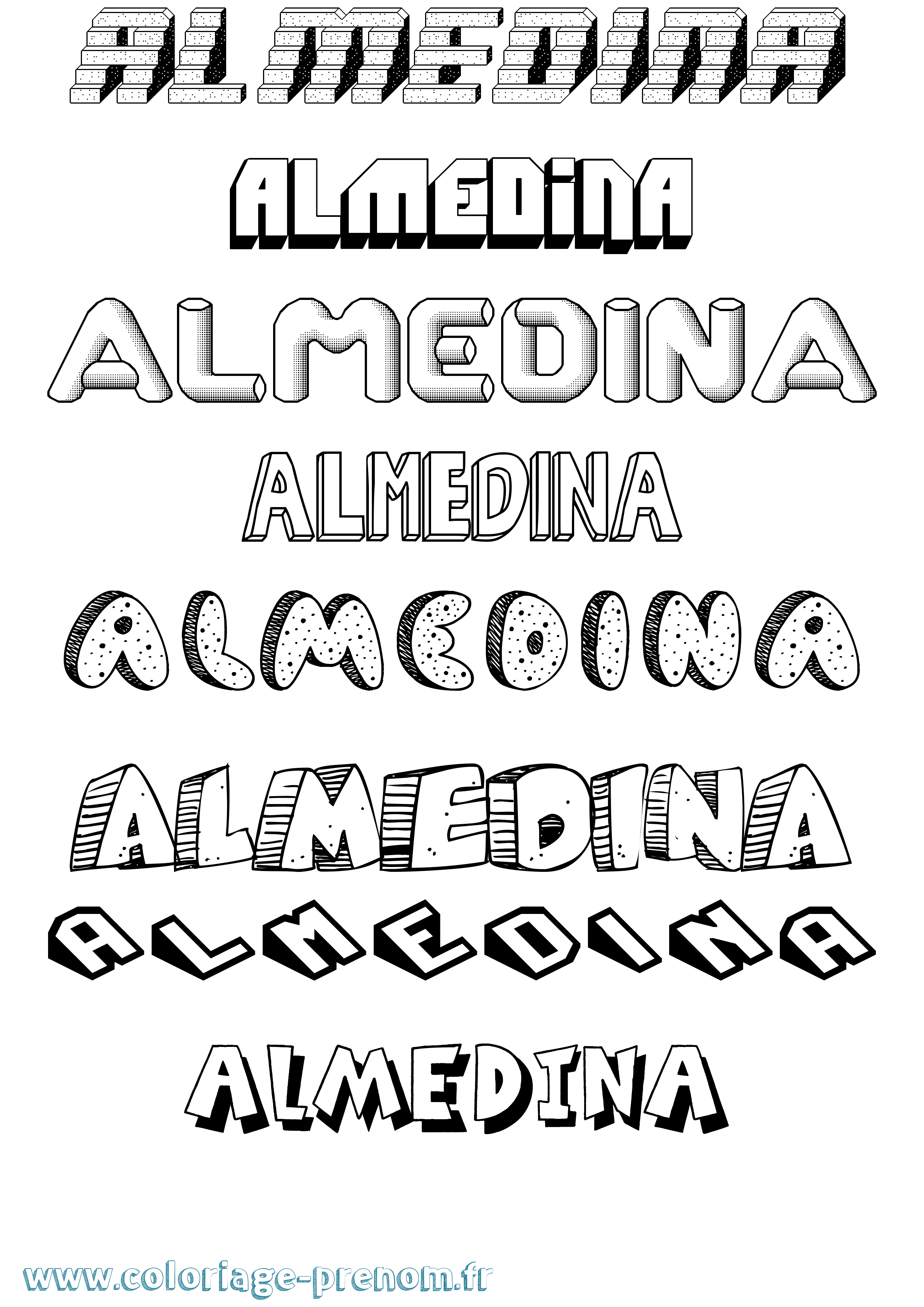 Coloriage Almedina Effet 3D Coloriage prénom Almedina Effet 3D