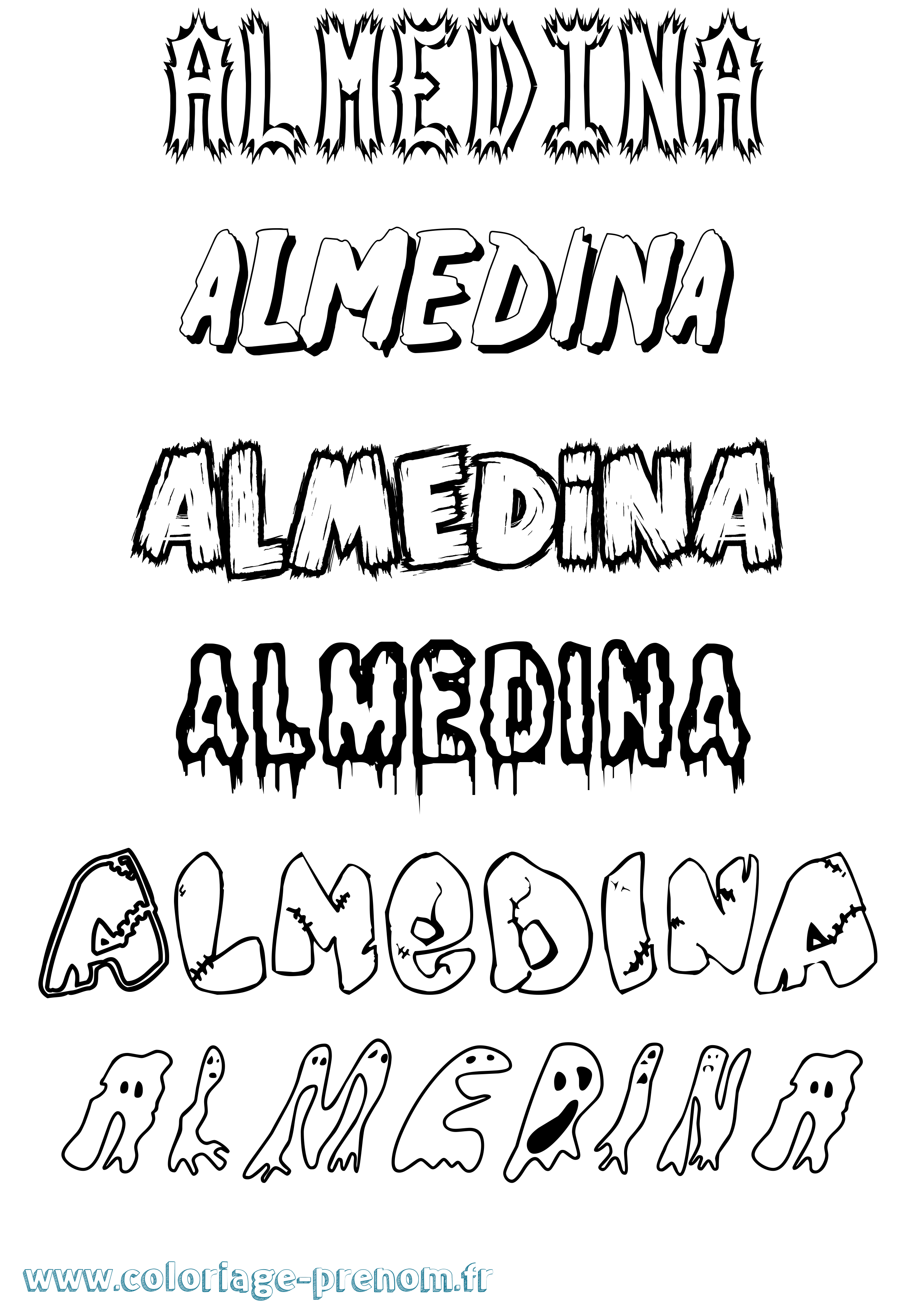 Coloriage Almedina Frisson Coloriage prénom Almedina Frisson