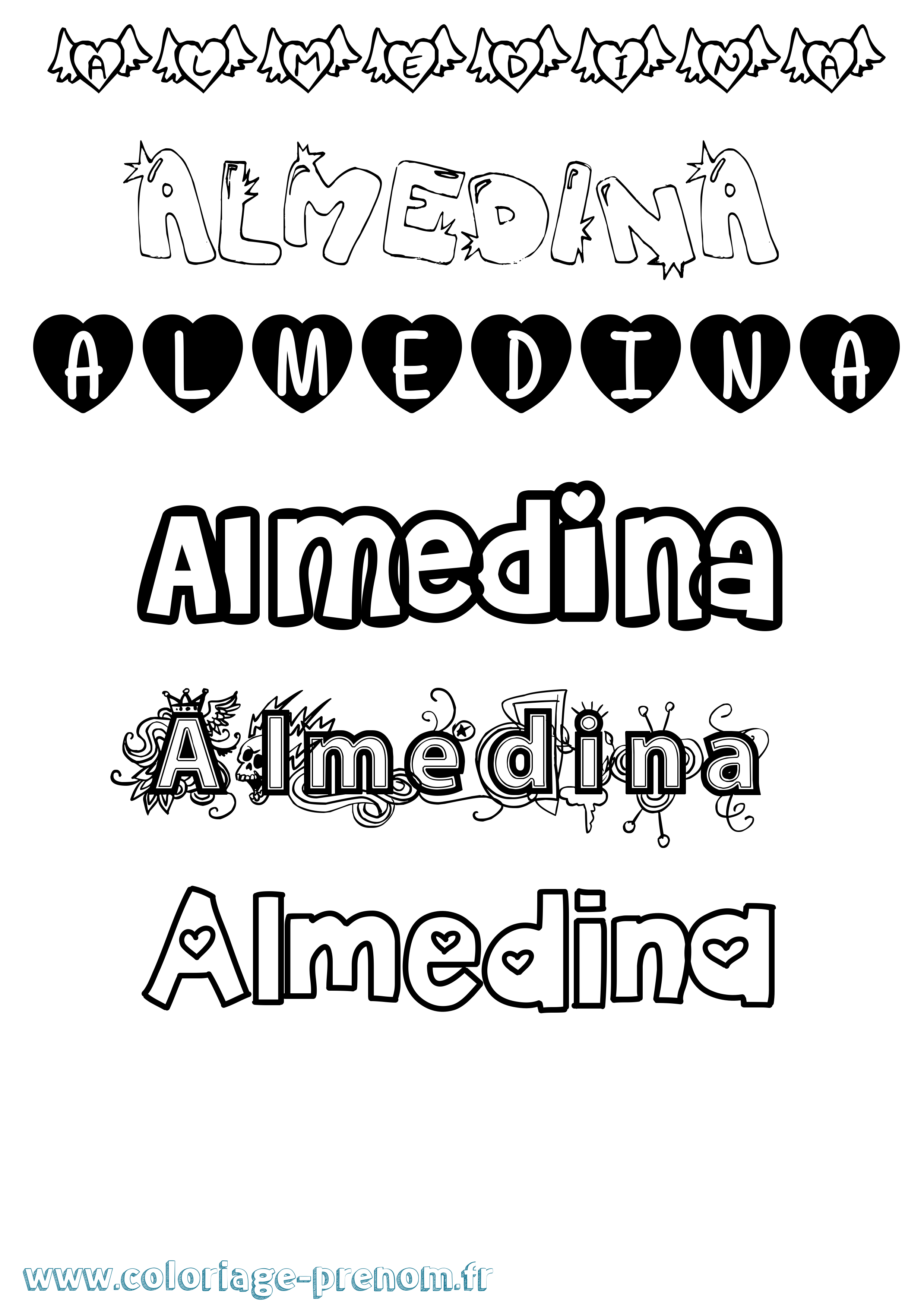 Coloriage Almedina Girly Coloriage prénom Almedina Girly