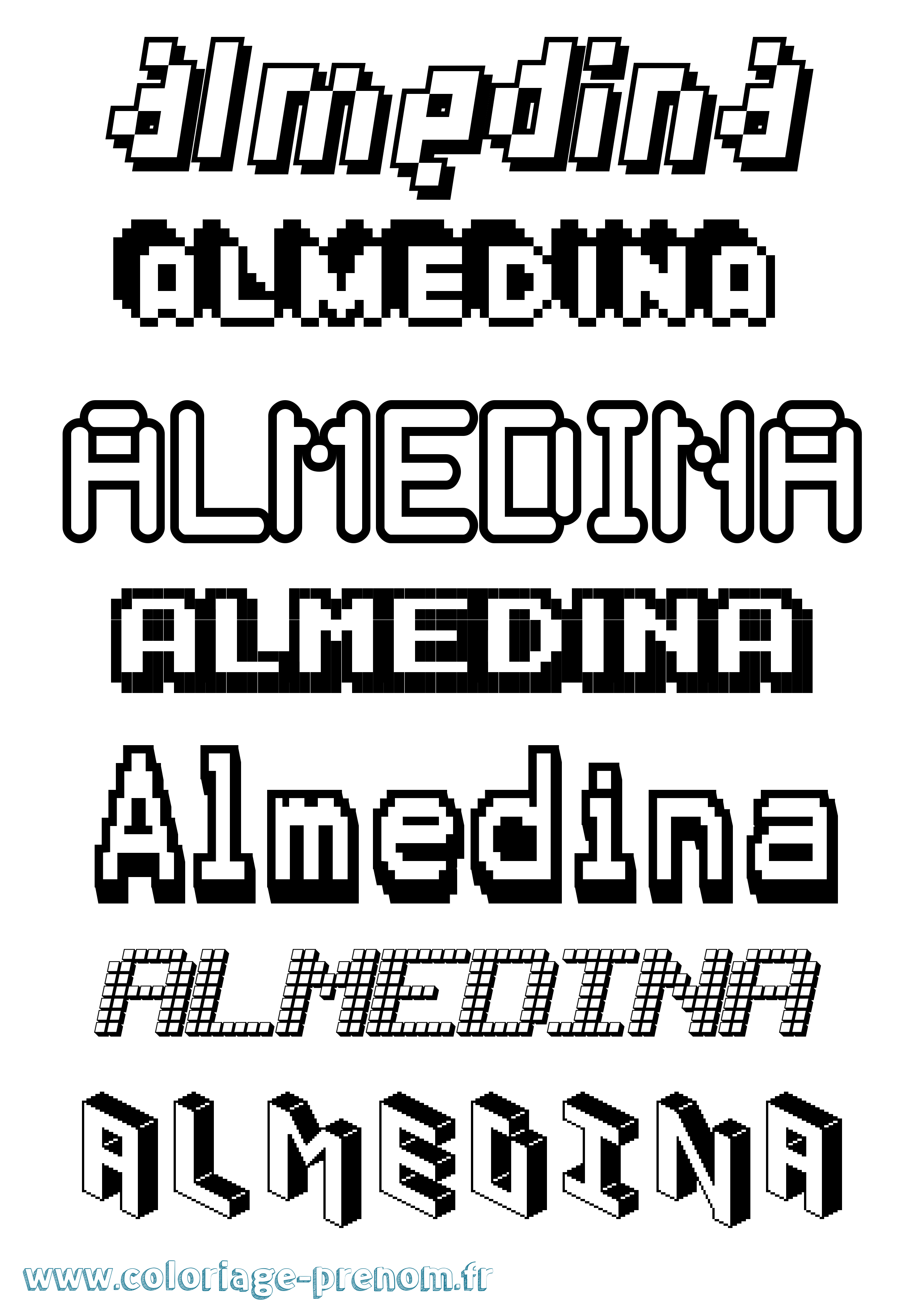 Coloriage Almedina Pixel Coloriage prénom Almedina Pixel