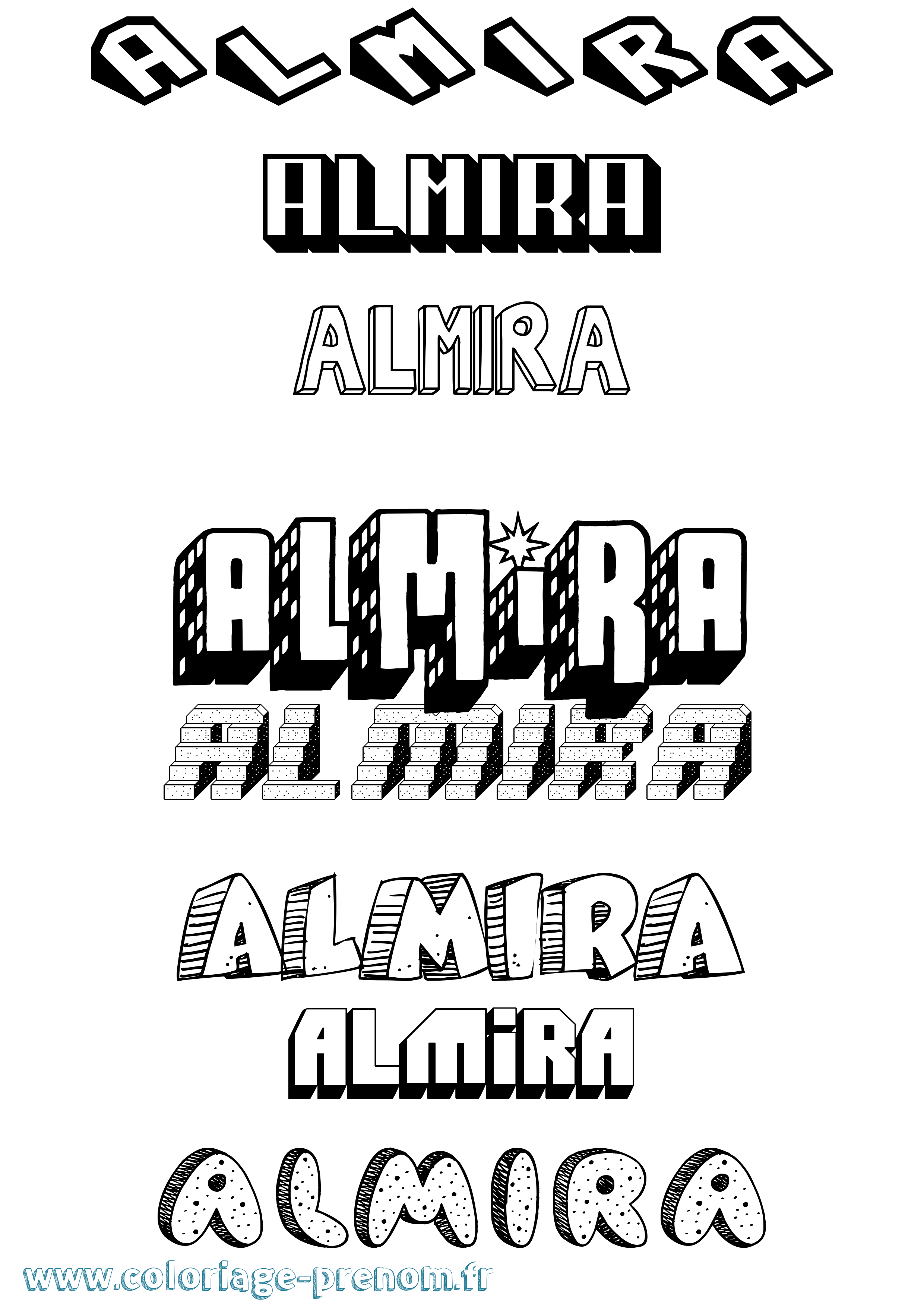 Coloriage Almira Effet 3D Coloriage prénom Almira Effet 3D