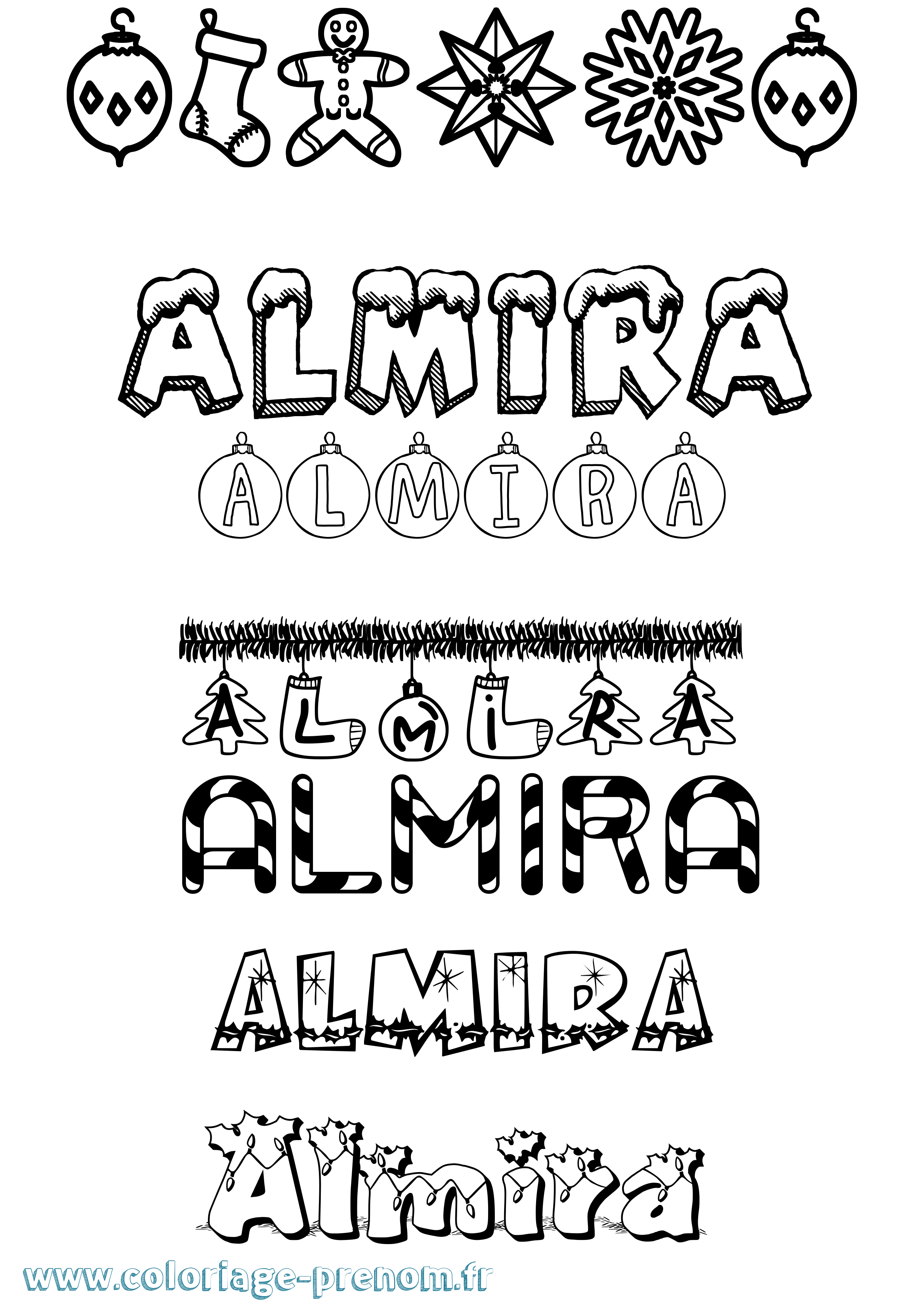 Coloriage Almira Noël Coloriage prénom Almira Noël