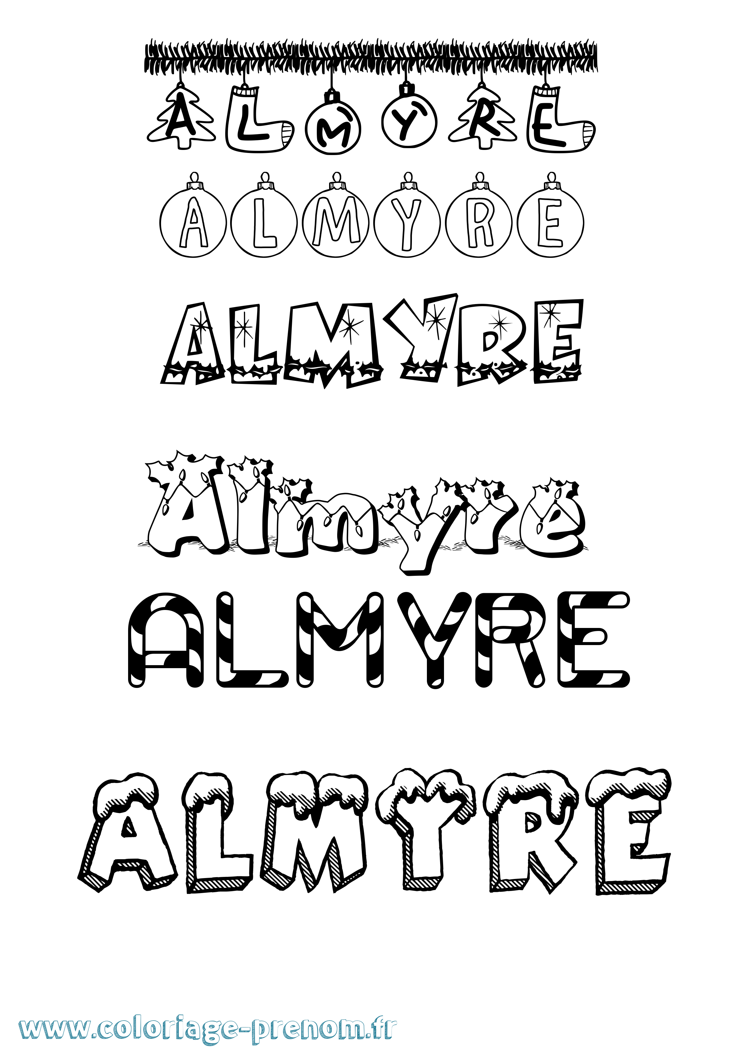 Coloriage Almyre Noël Coloriage prénom Almyre Noël