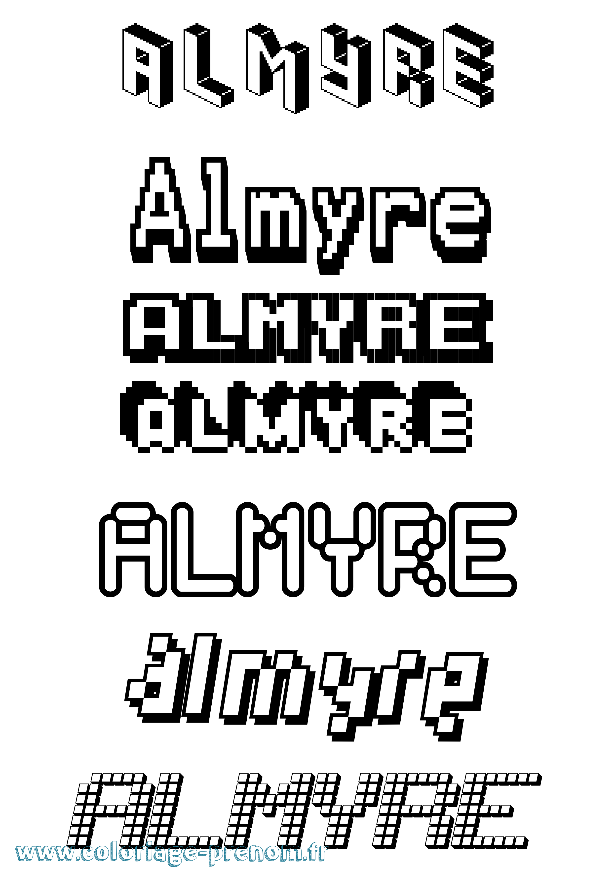 Coloriage Almyre Pixel Coloriage prénom Almyre Pixel