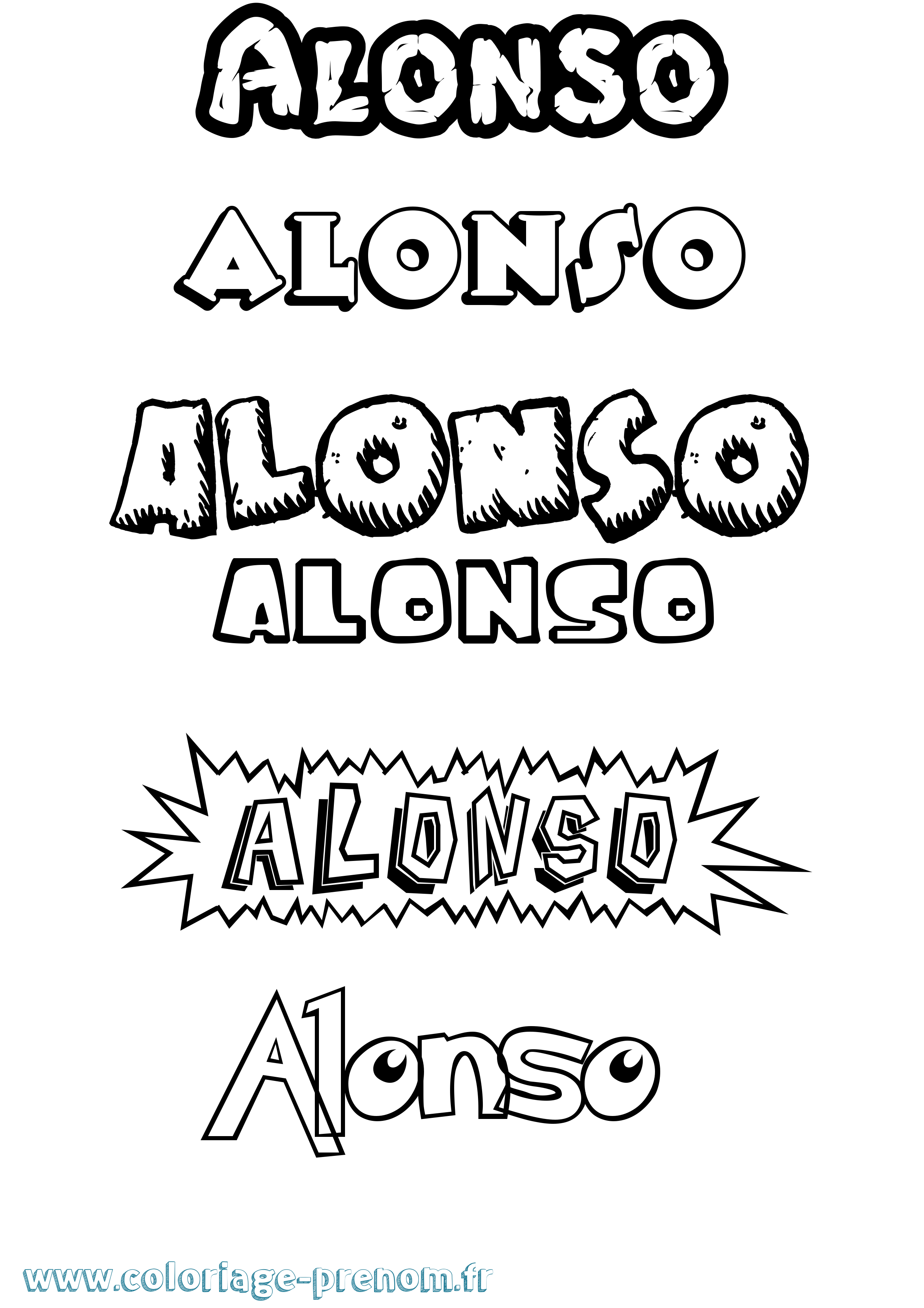 Coloriage Alonso Dessin Animé Coloriage prénom Alonso Dessin Animé