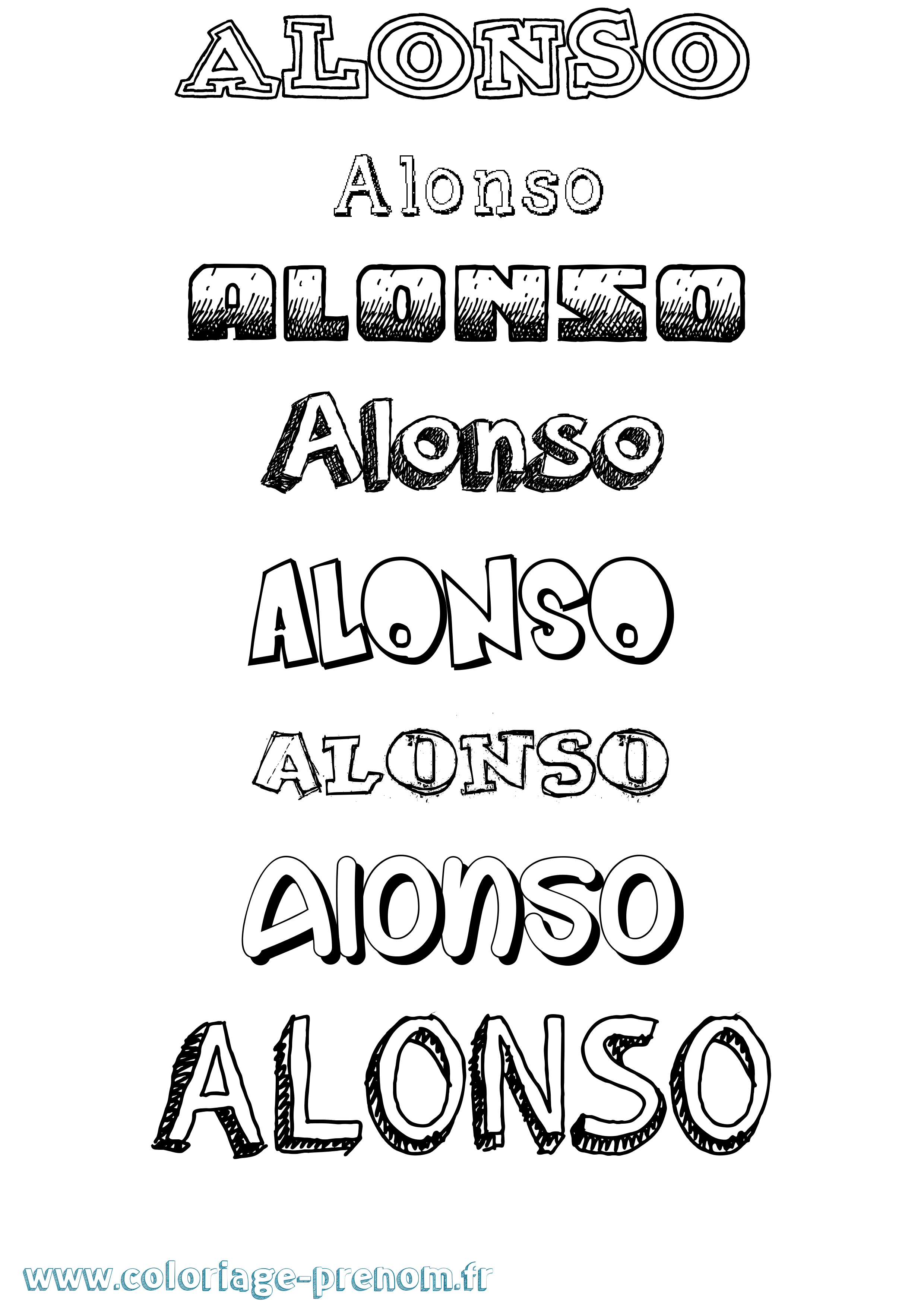 Coloriage Alonso Dessiné Coloriage prénom Alonso Dessiné