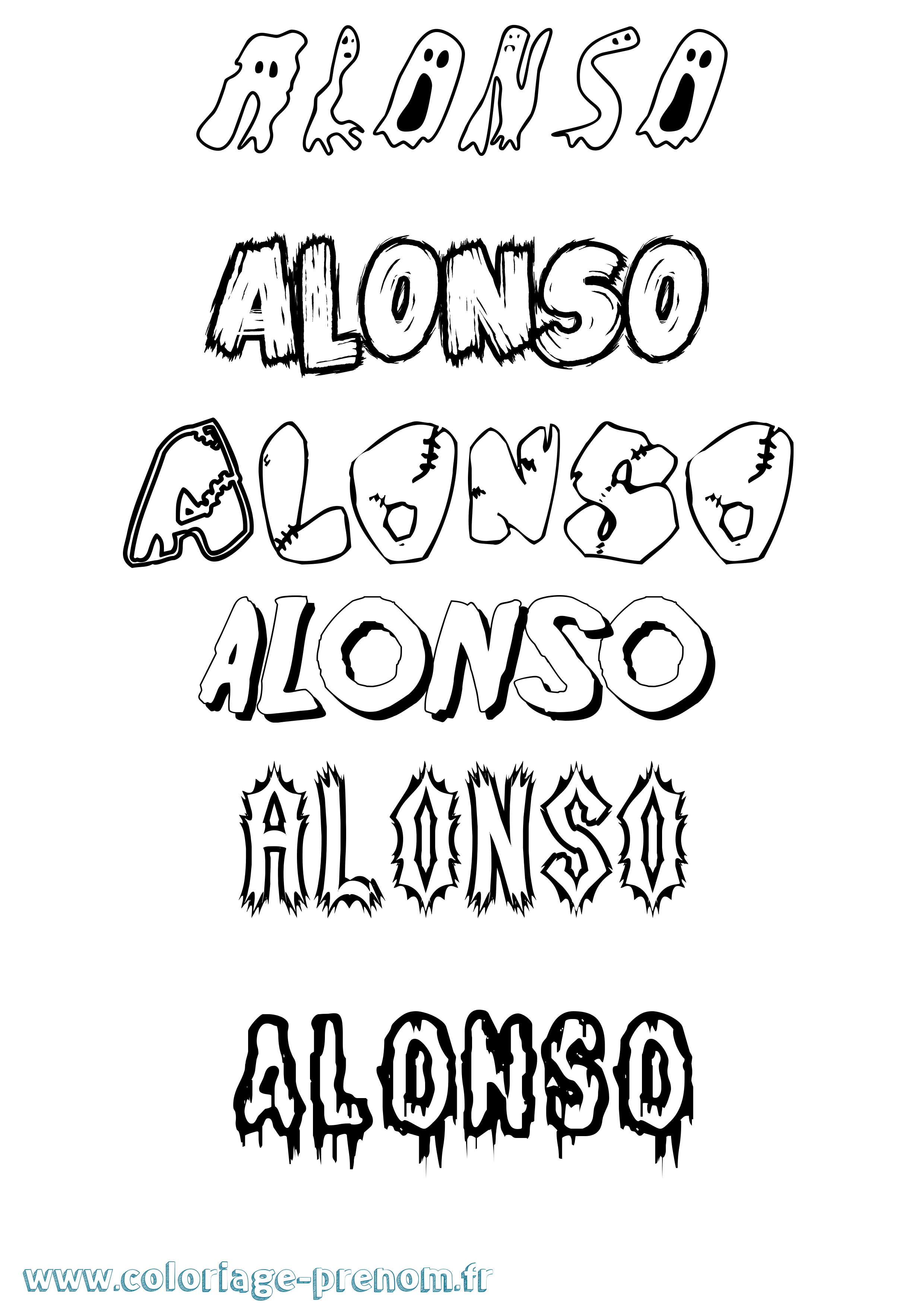 Coloriage Alonso Frisson Coloriage prénom Alonso Frisson