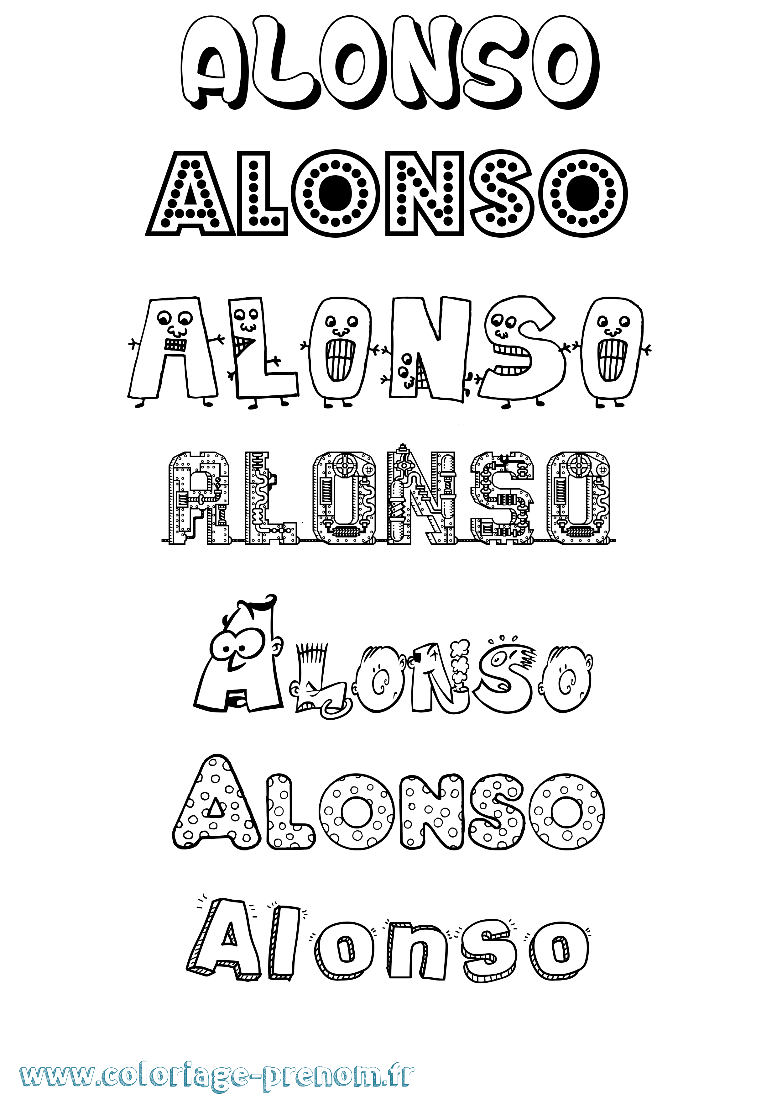 Coloriage Alonso Fun Coloriage prénom Alonso Fun