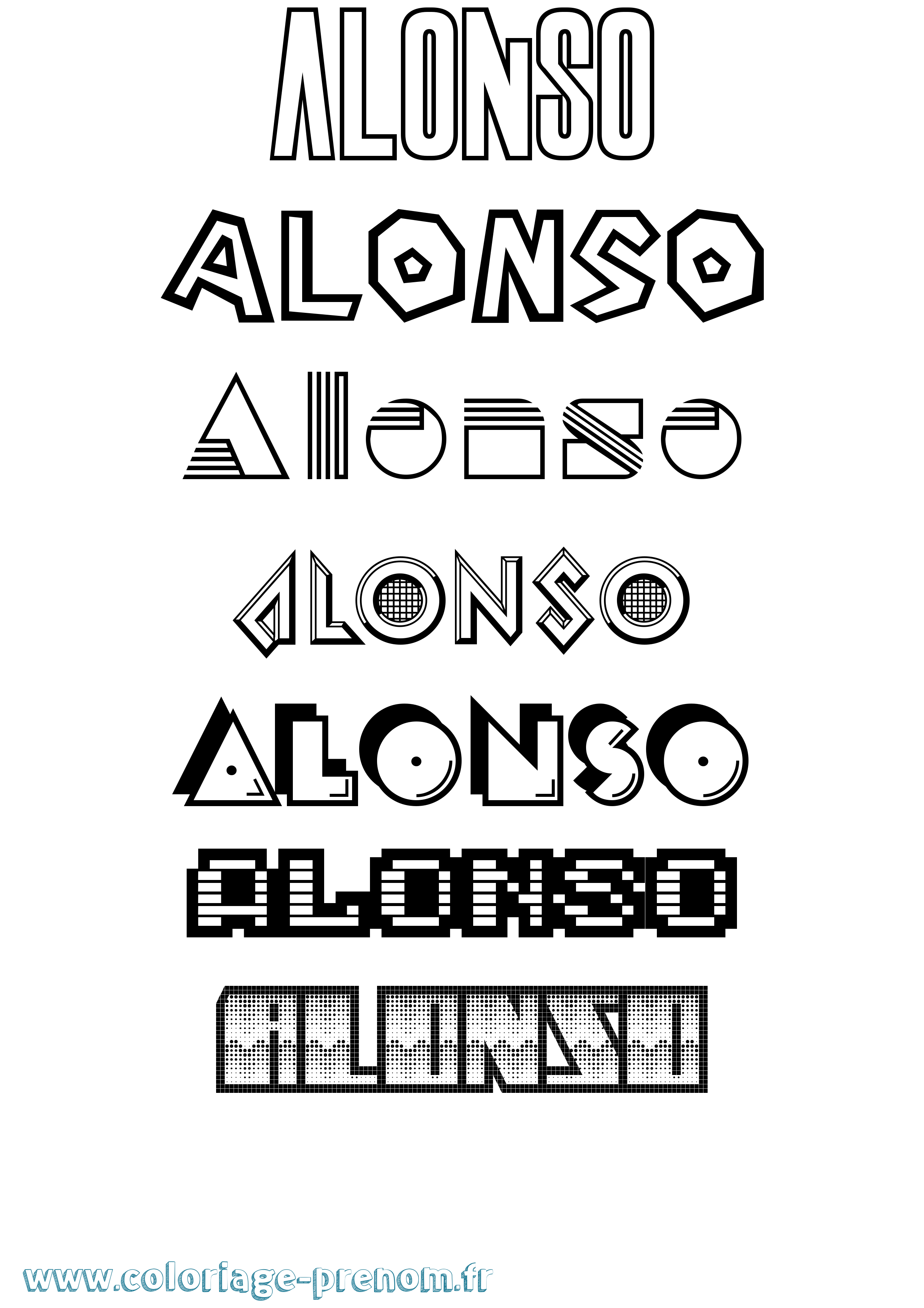 Coloriage Alonso Jeux Vidéos Coloriage prénom Alonso Jeux Vidéos