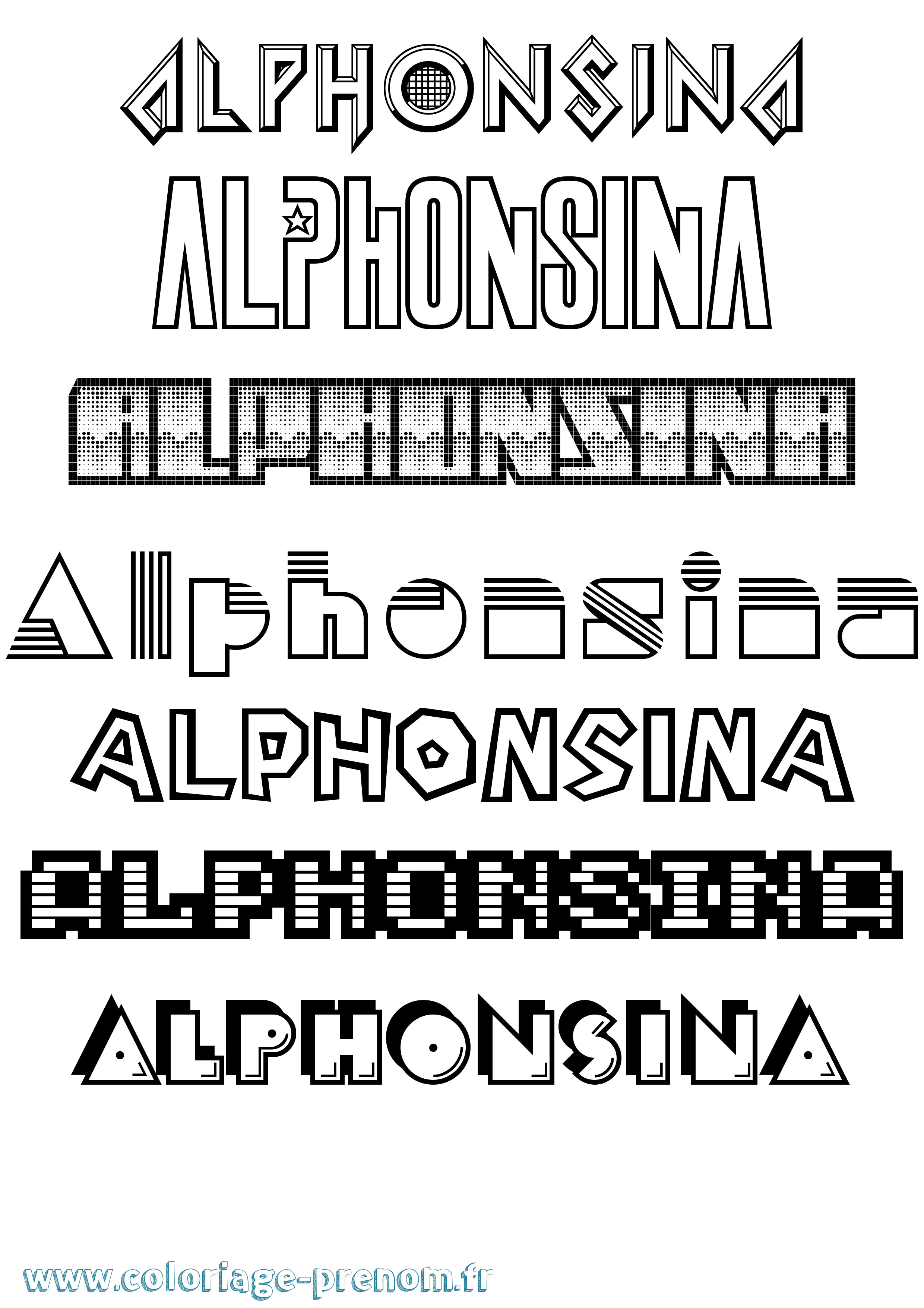 Coloriage Alphonsina Jeux Vidéos Coloriage prénom Alphonsina Jeux Vidéos