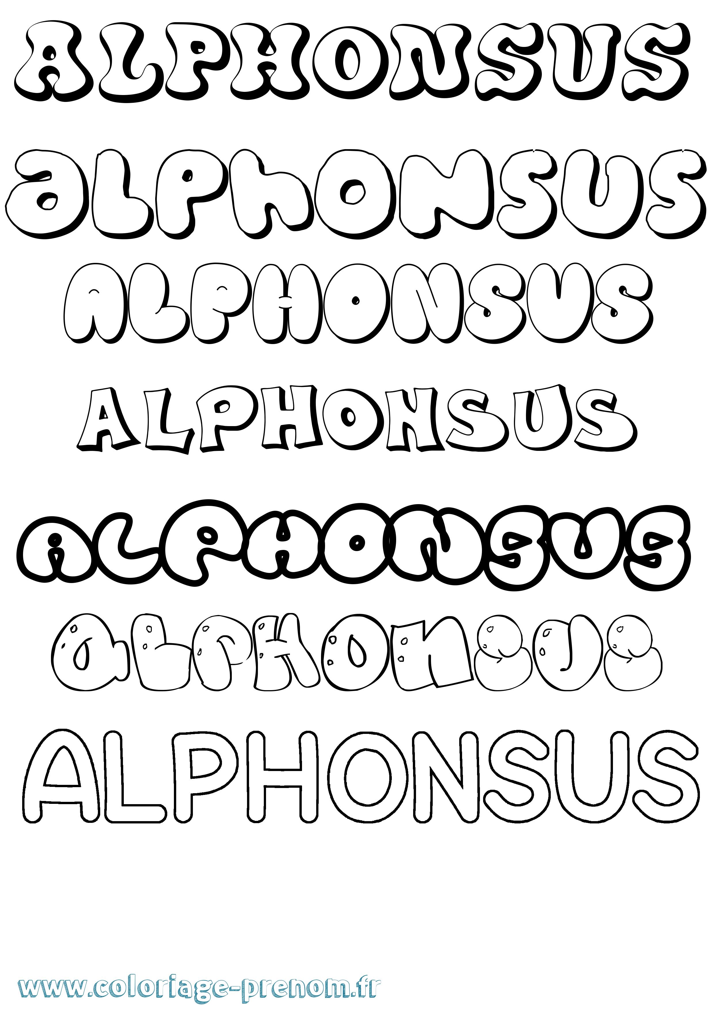 Coloriage Alphonsus Bubble Coloriage prénom Alphonsus Bubble