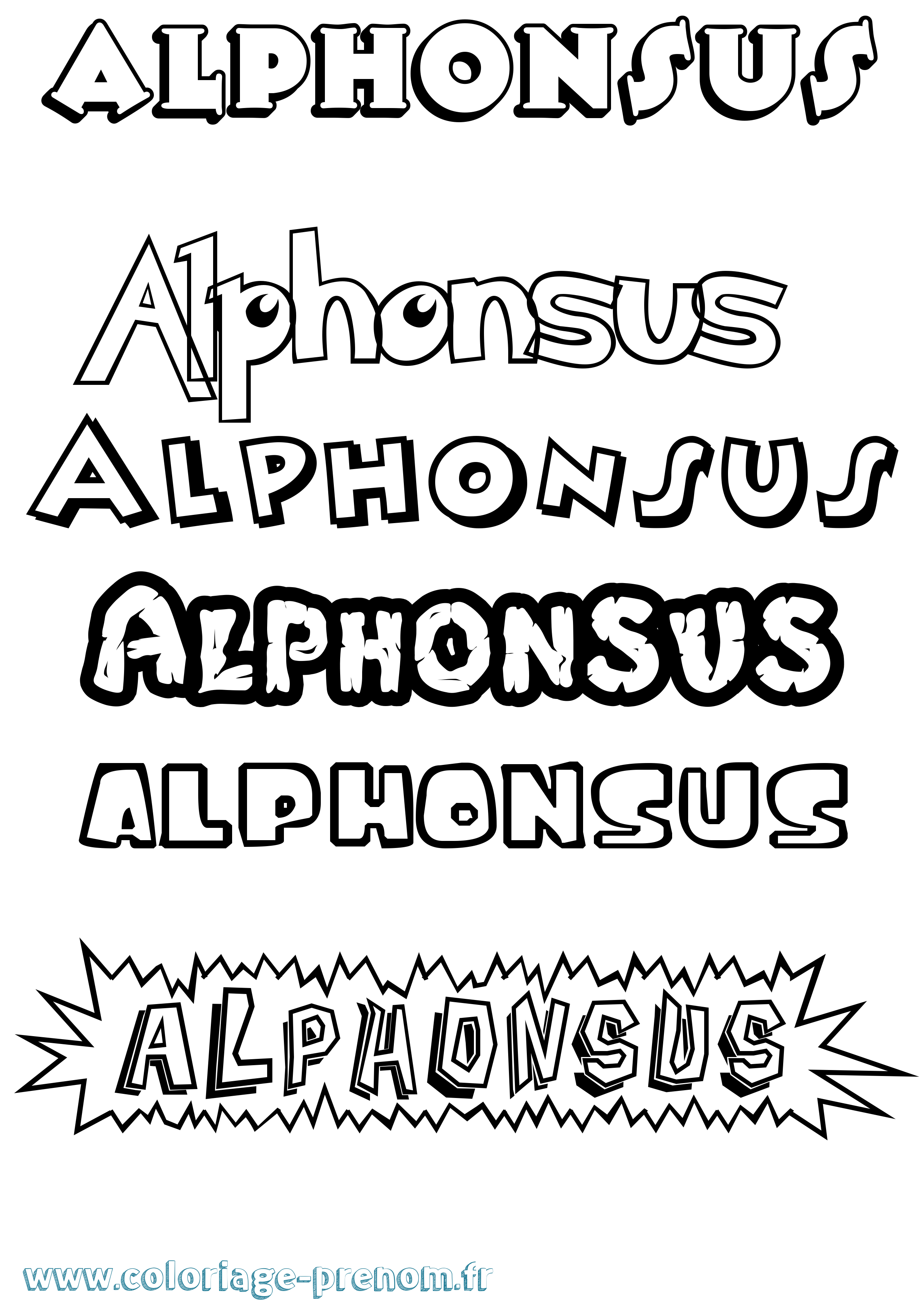 Coloriage Alphonsus Dessin Animé Coloriage prénom Alphonsus Dessin Animé