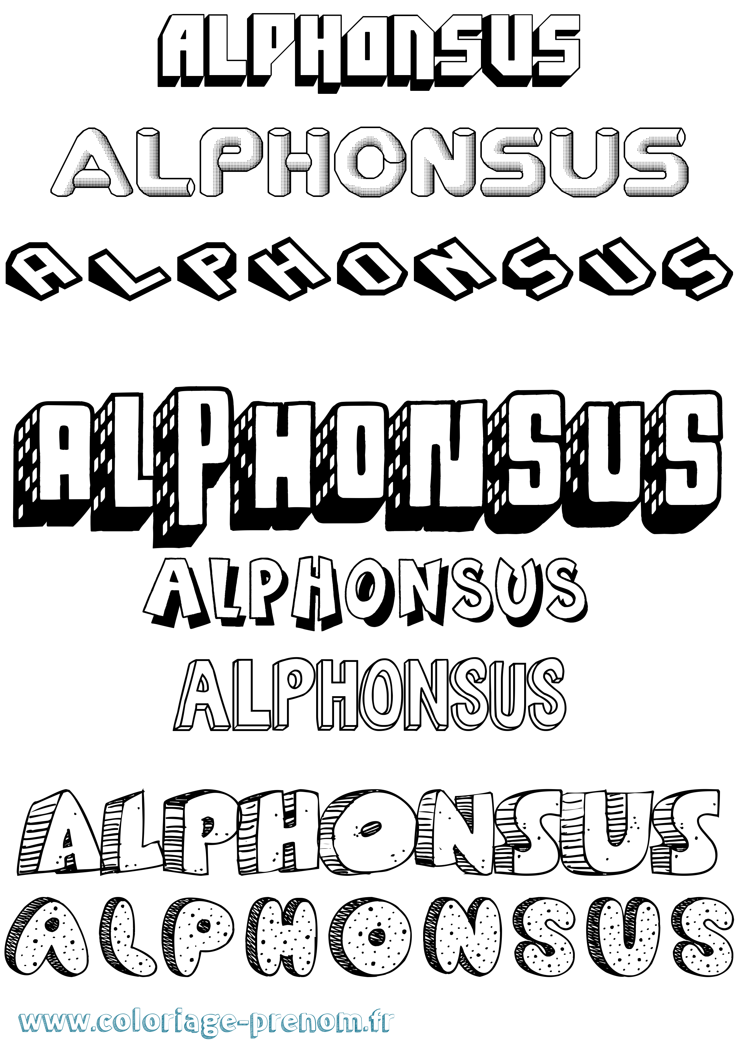 Coloriage Alphonsus Effet 3D Coloriage prénom Alphonsus Effet 3D