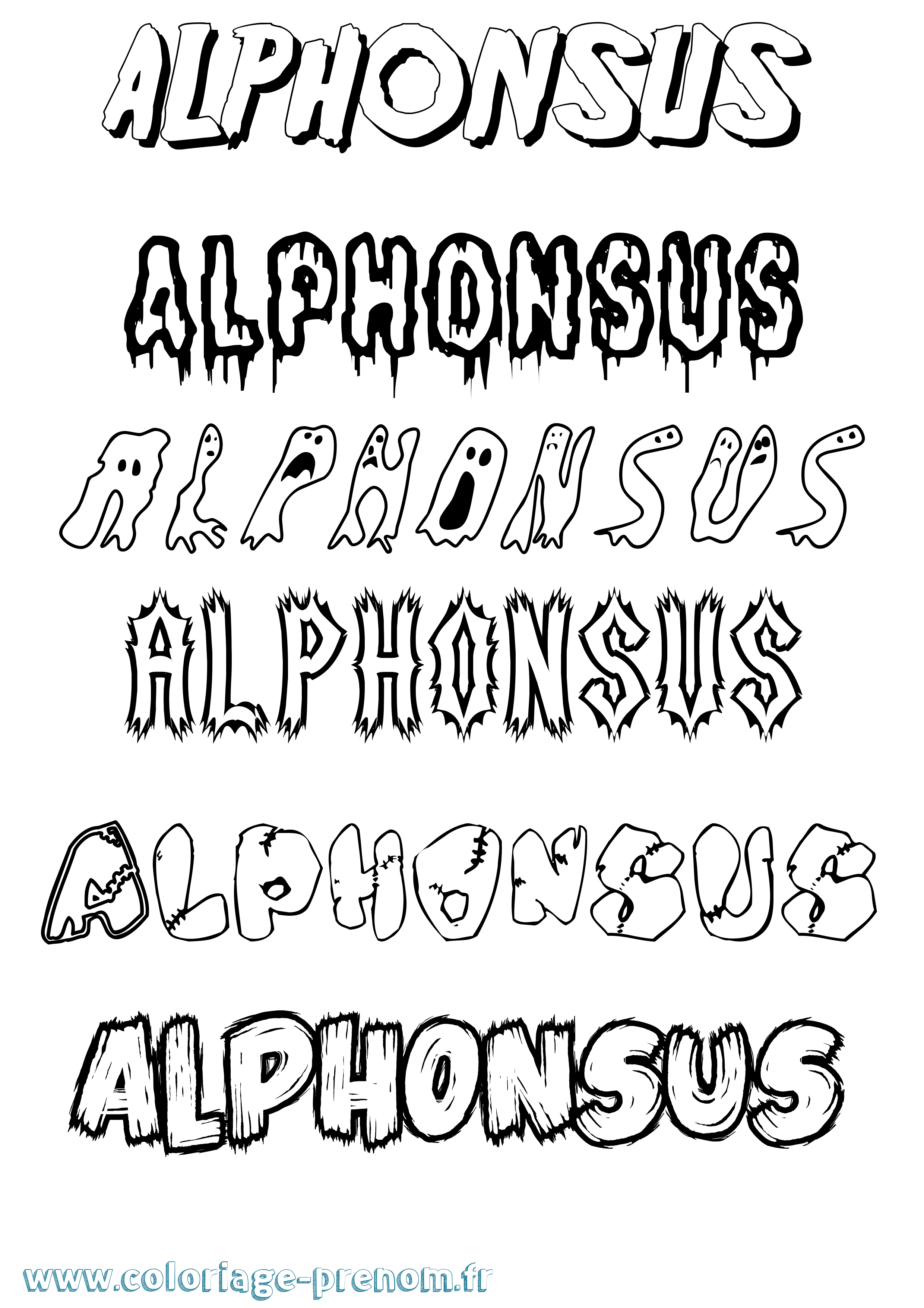 Coloriage Alphonsus Frisson Coloriage prénom Alphonsus Frisson