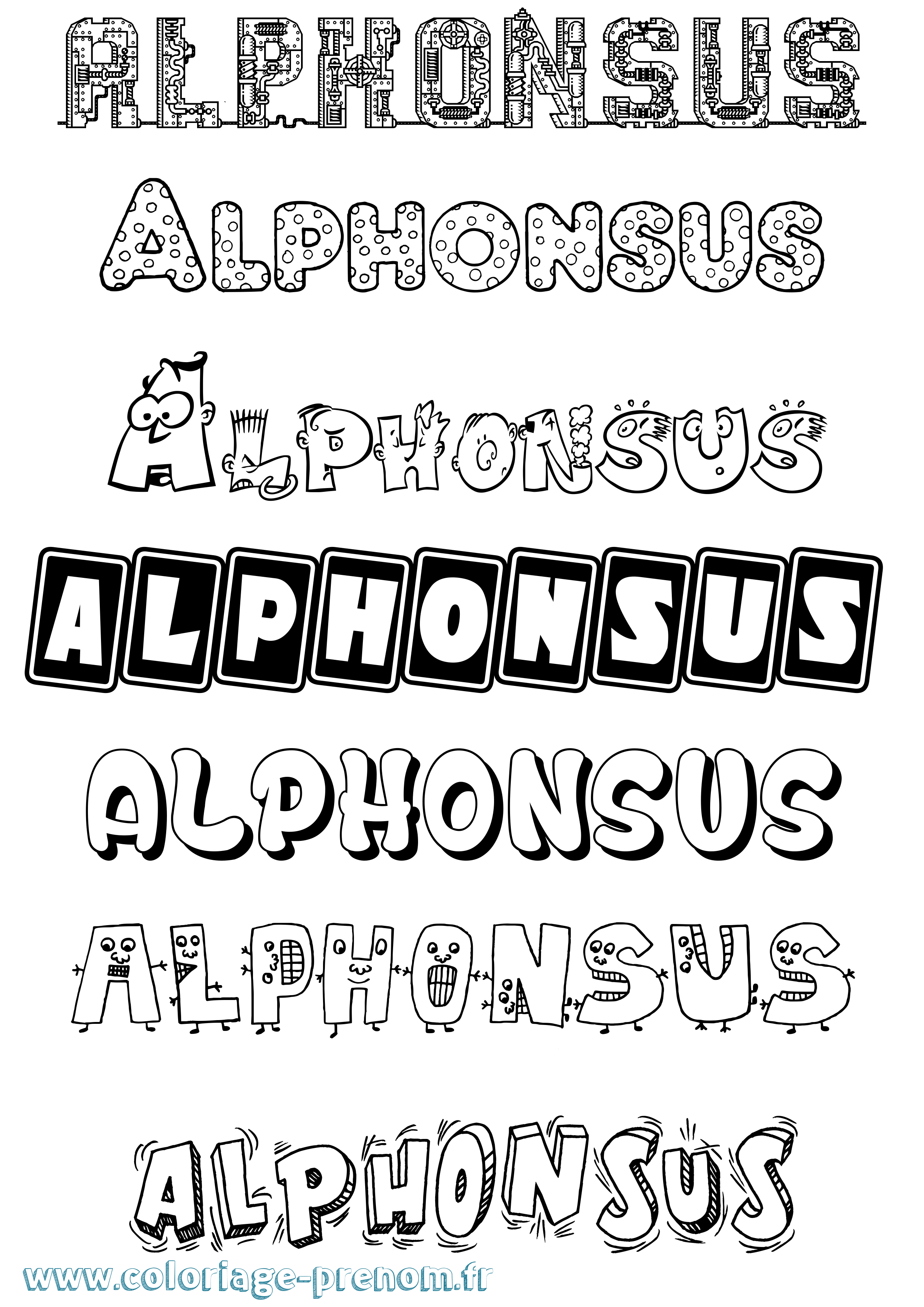 Coloriage Alphonsus Fun Coloriage prénom Alphonsus Fun