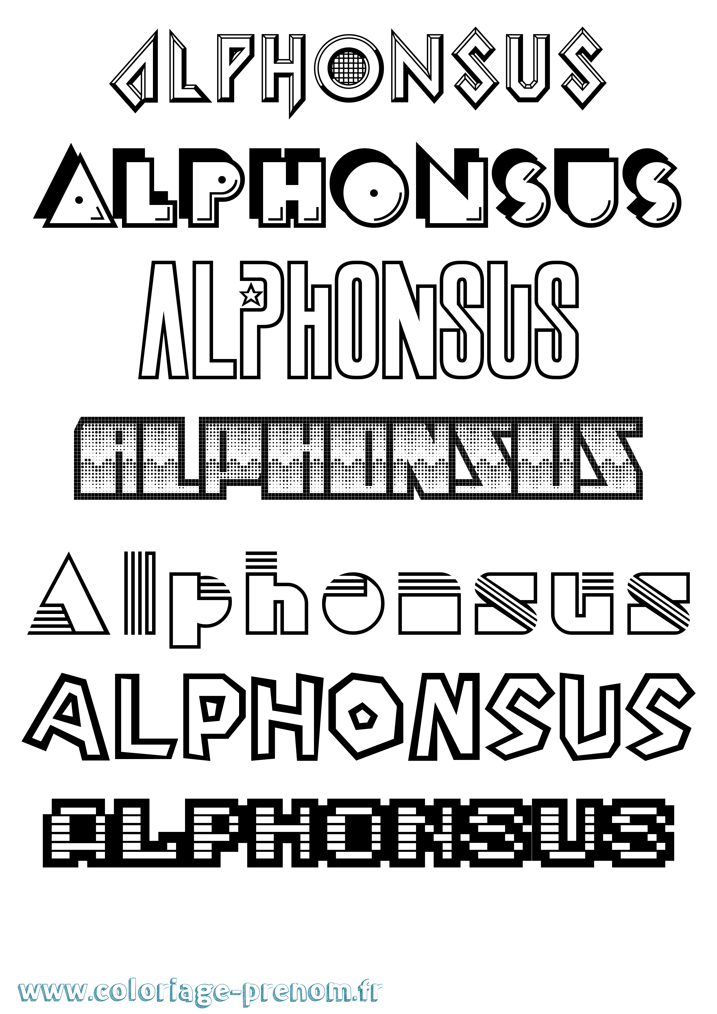 Coloriage Alphonsus Jeux Vidéos Coloriage prénom Alphonsus Jeux Vidéos