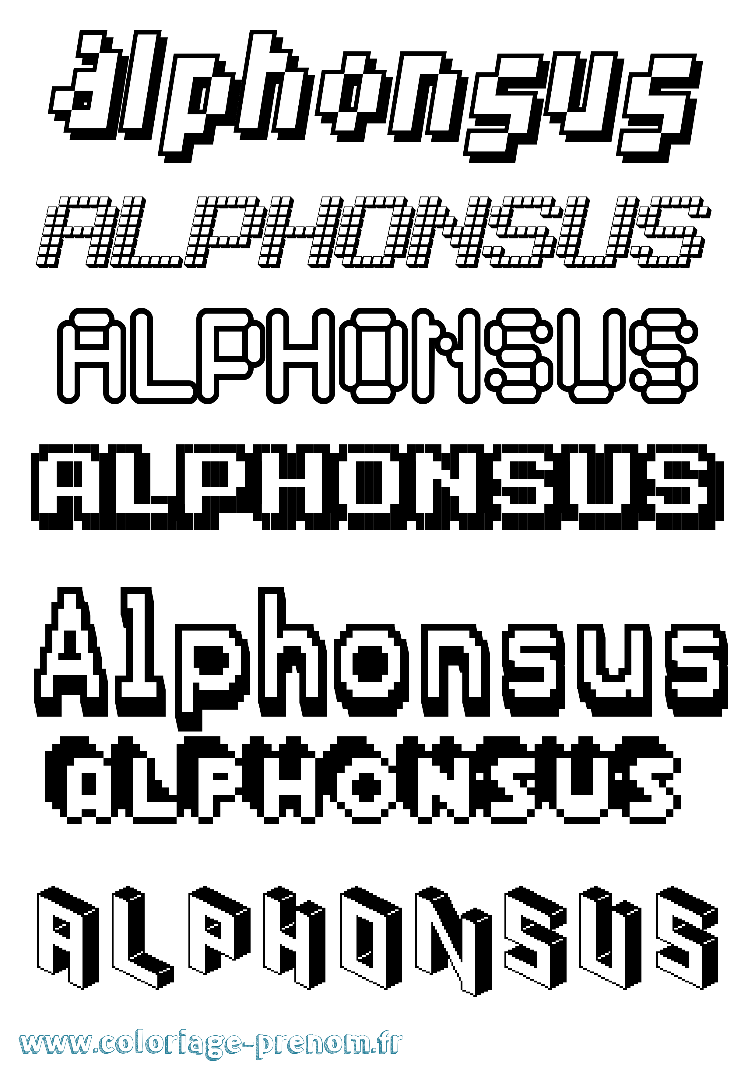 Coloriage Alphonsus Pixel Coloriage prénom Alphonsus Pixel