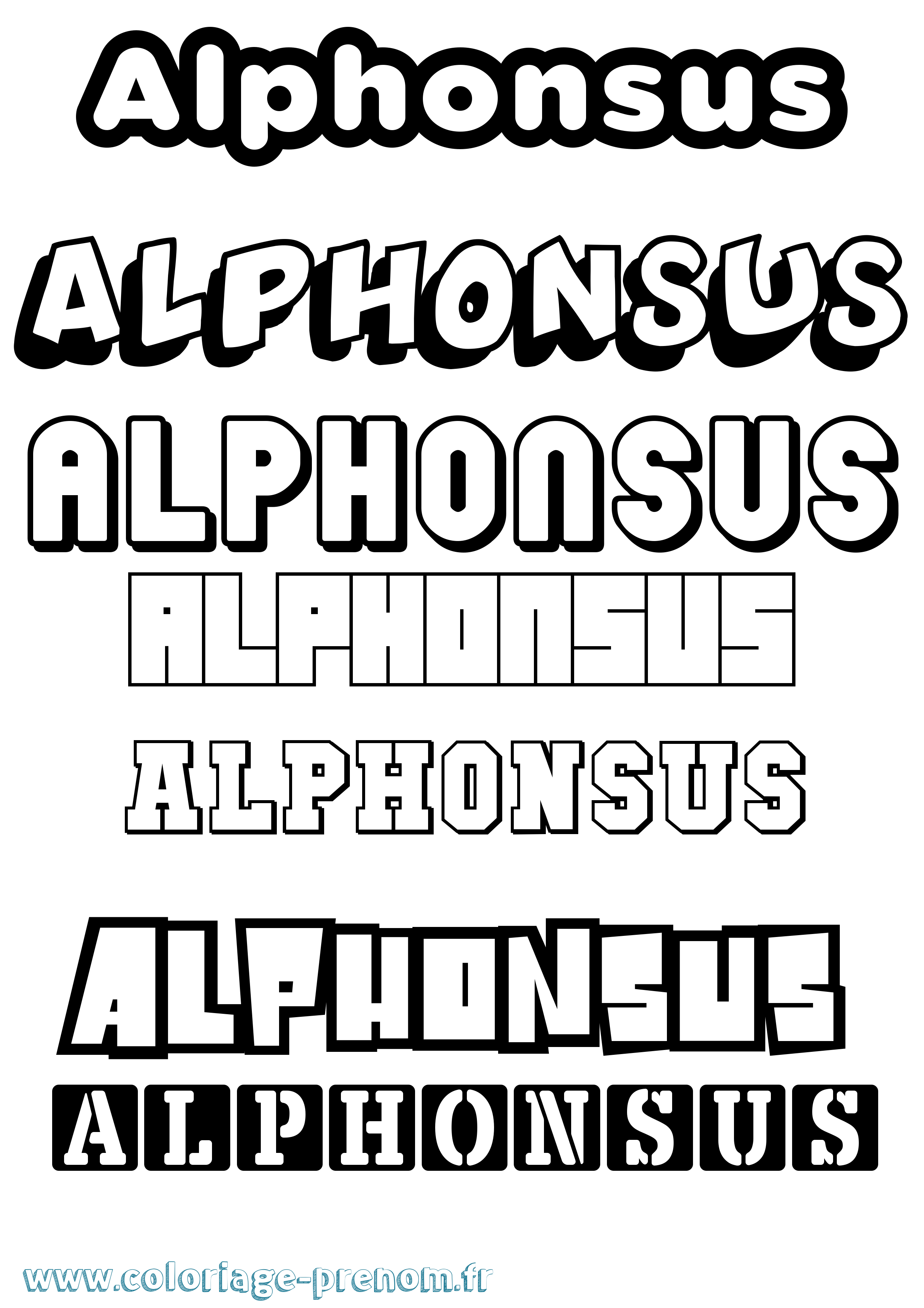 Coloriage Alphonsus Simple Coloriage prénom Alphonsus Simple