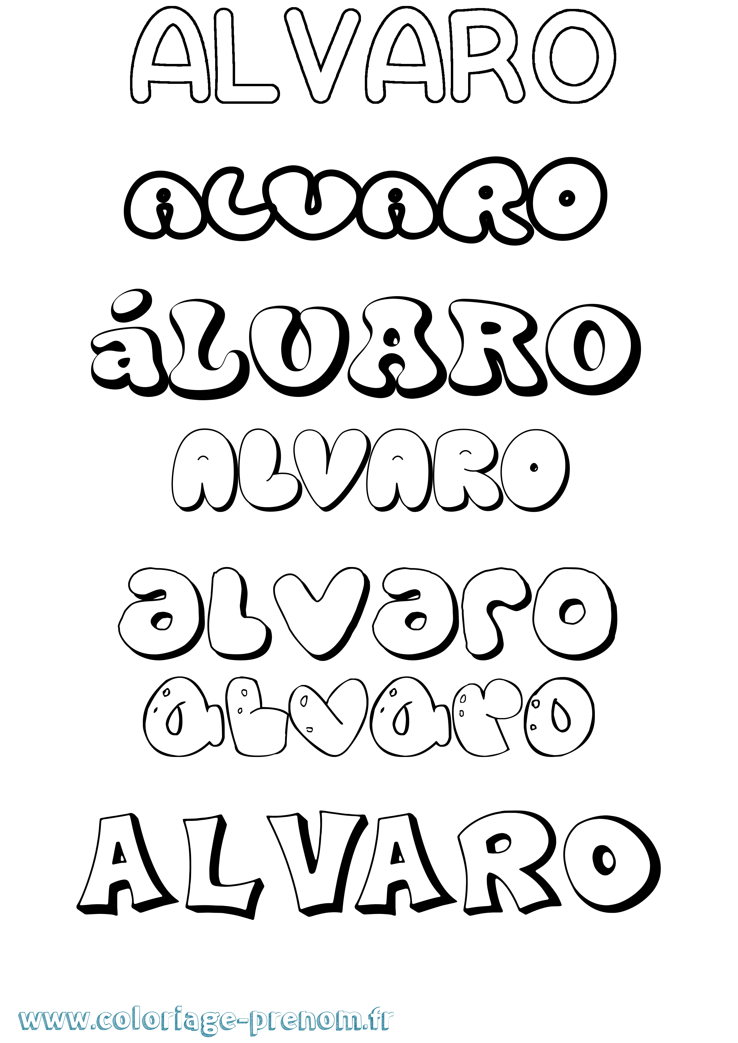 Coloriage Álvaro Bubble Coloriage prénom Álvaro Bubble