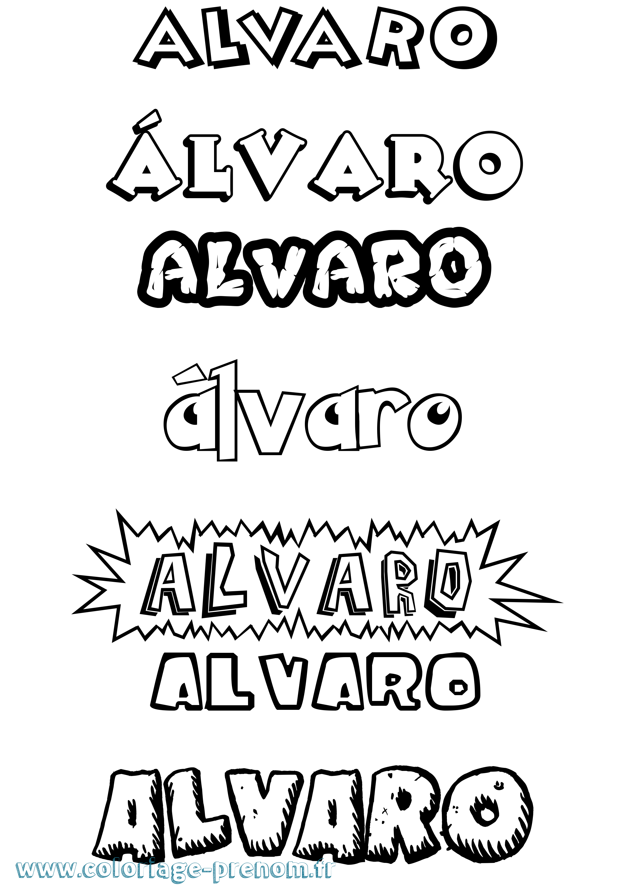 Coloriage Álvaro Dessin Animé Coloriage prénom Álvaro Dessin Animé