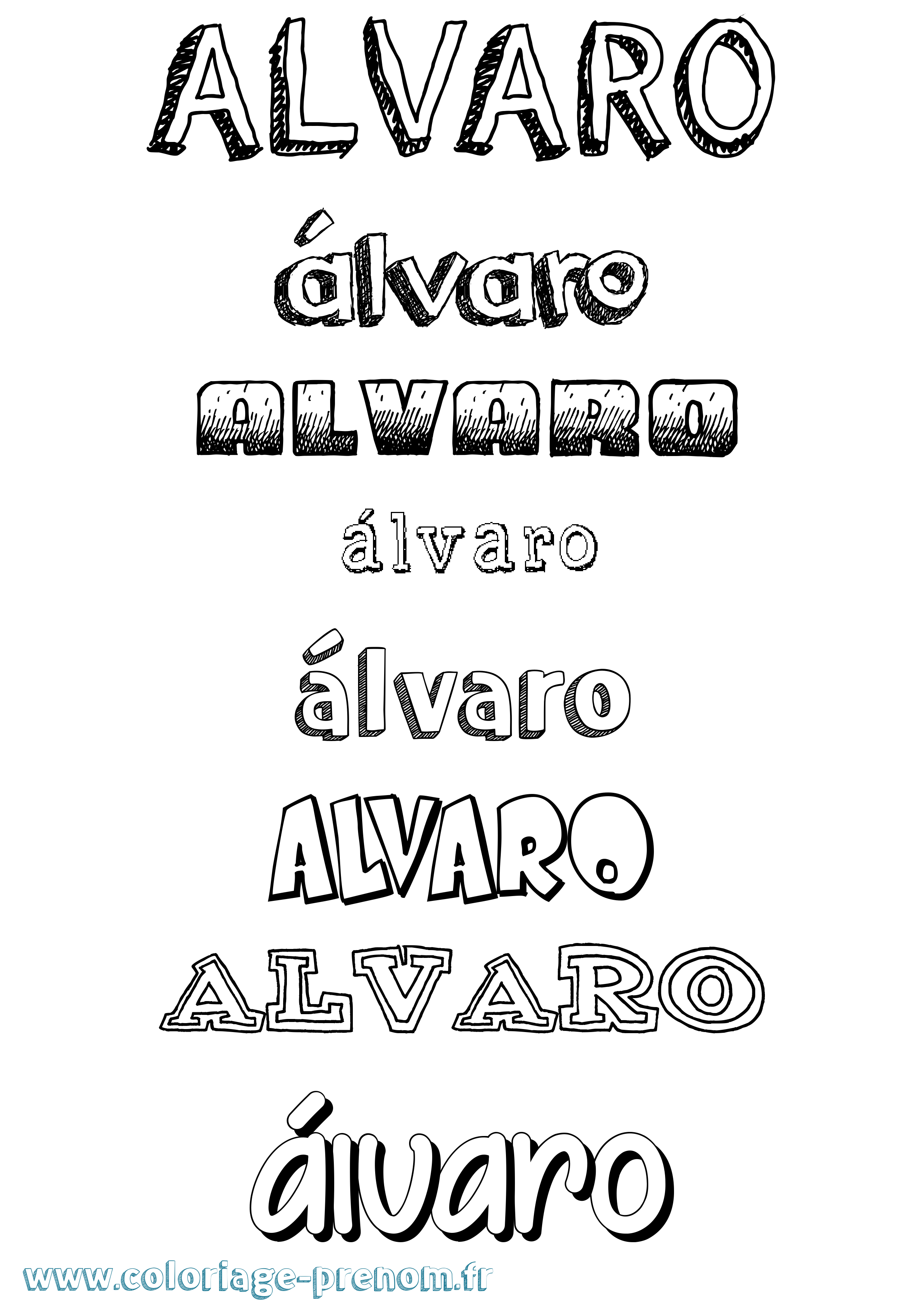 Coloriage Álvaro Dessiné Coloriage prénom Álvaro Dessiné