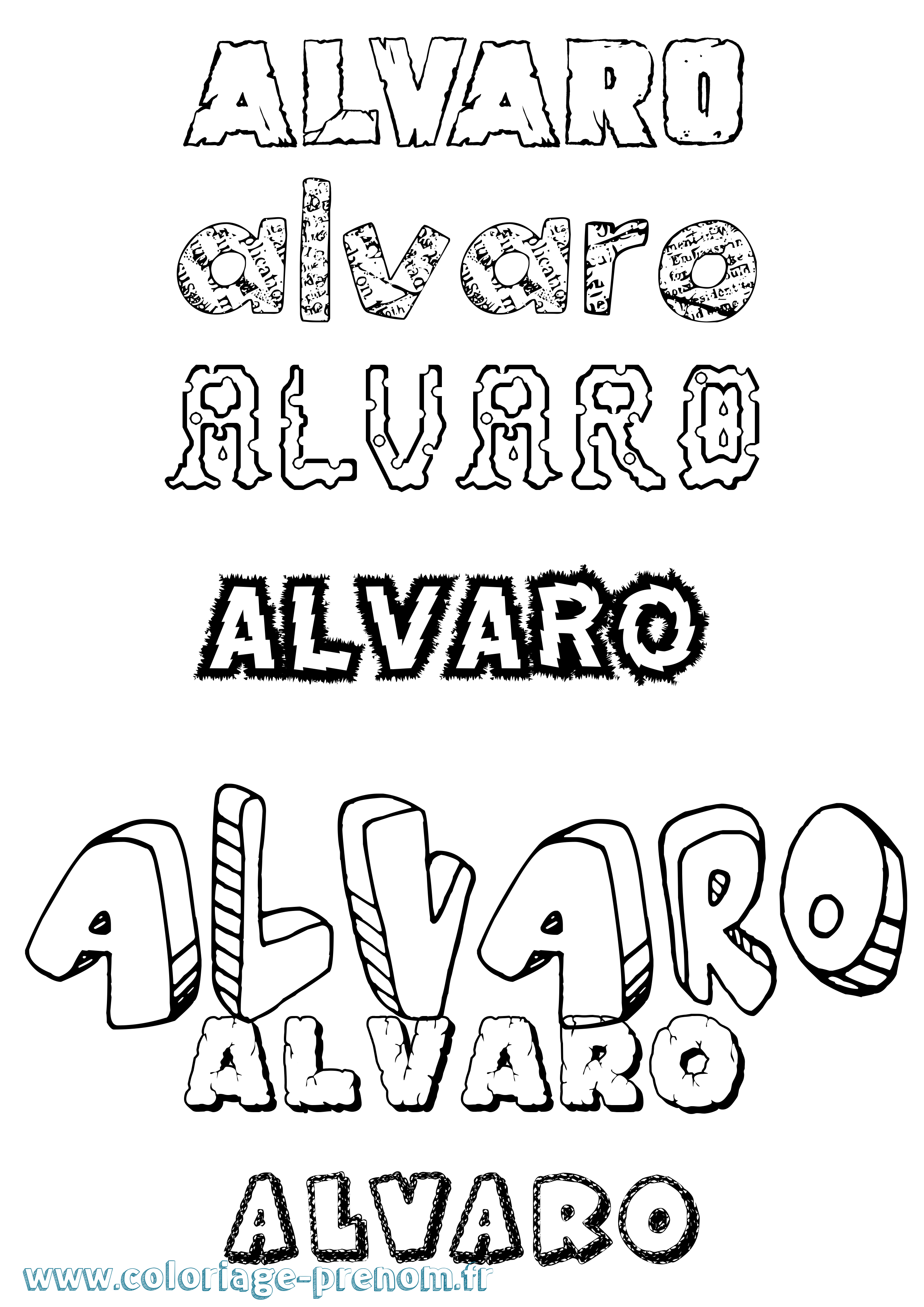 Coloriage Álvaro Destructuré Coloriage prénom Álvaro Destructuré