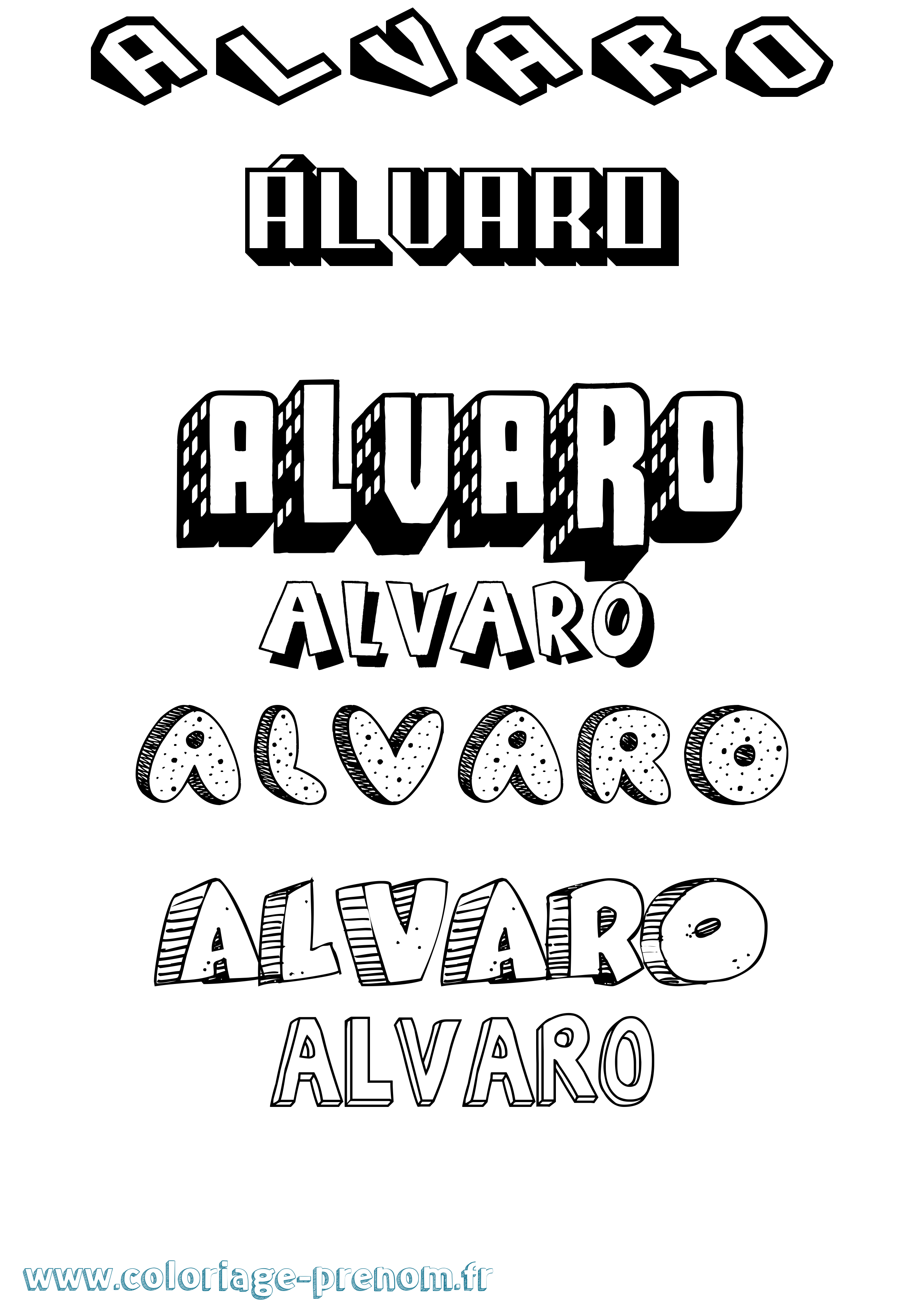 Coloriage Álvaro Effet 3D Coloriage prénom Álvaro Effet 3D