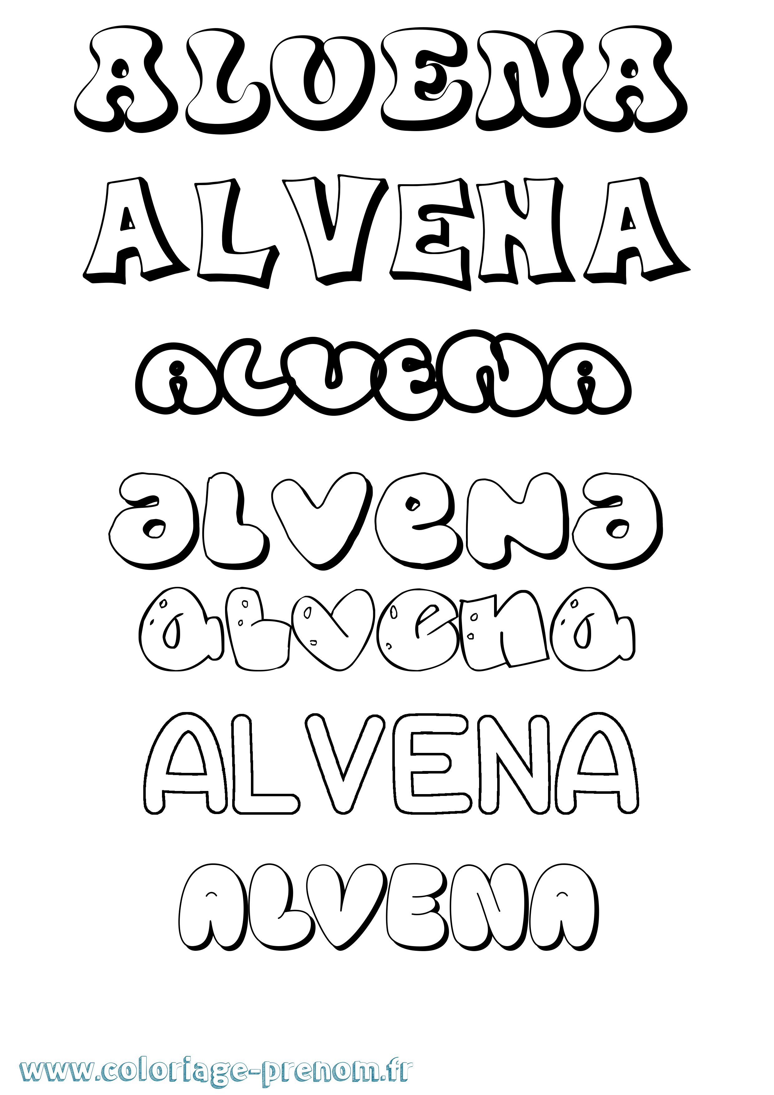 Coloriage Alvena Bubble Coloriage prénom Alvena Bubble