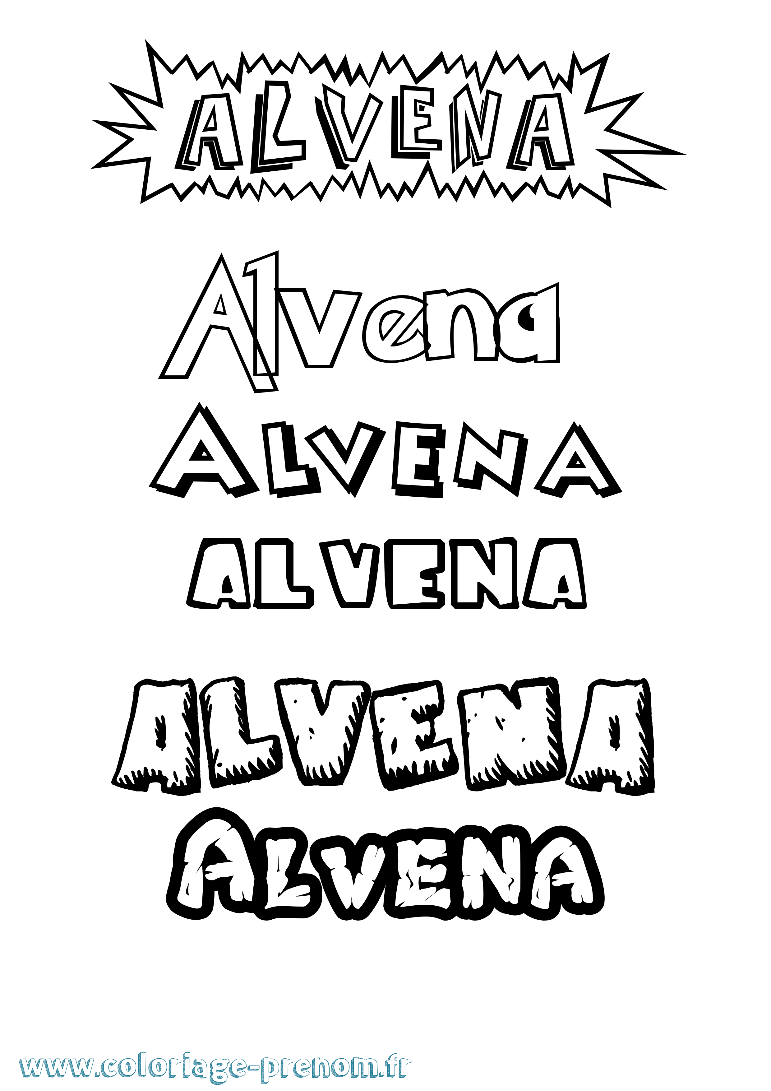 Coloriage Alvena Dessin Animé Coloriage prénom Alvena Dessin Animé