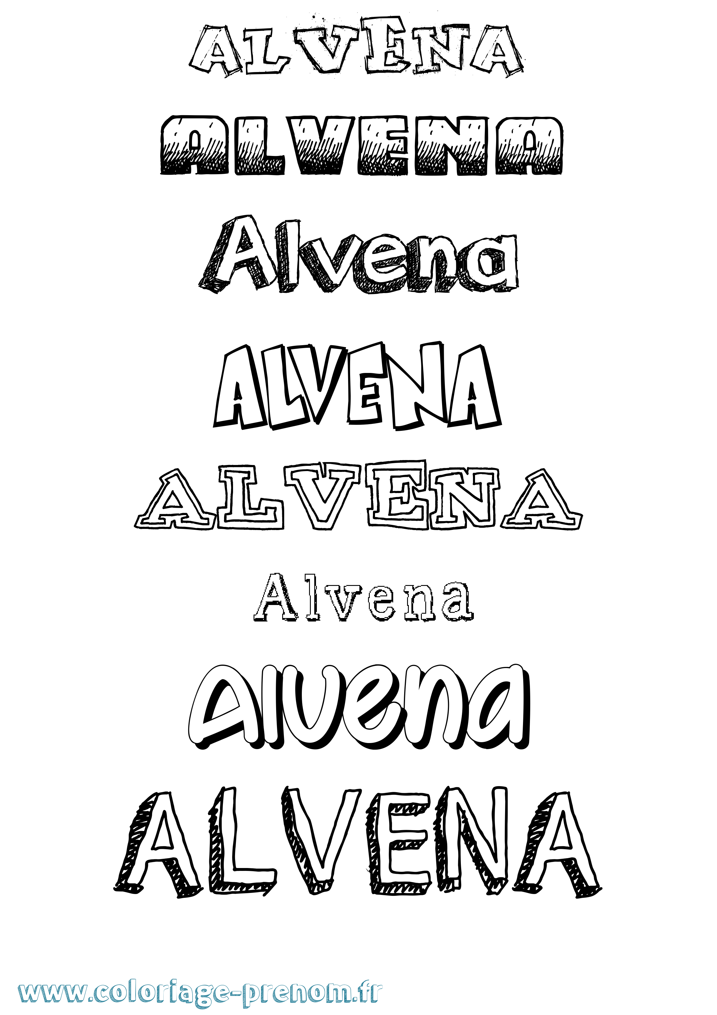 Coloriage Alvena Dessiné Coloriage prénom Alvena Dessiné