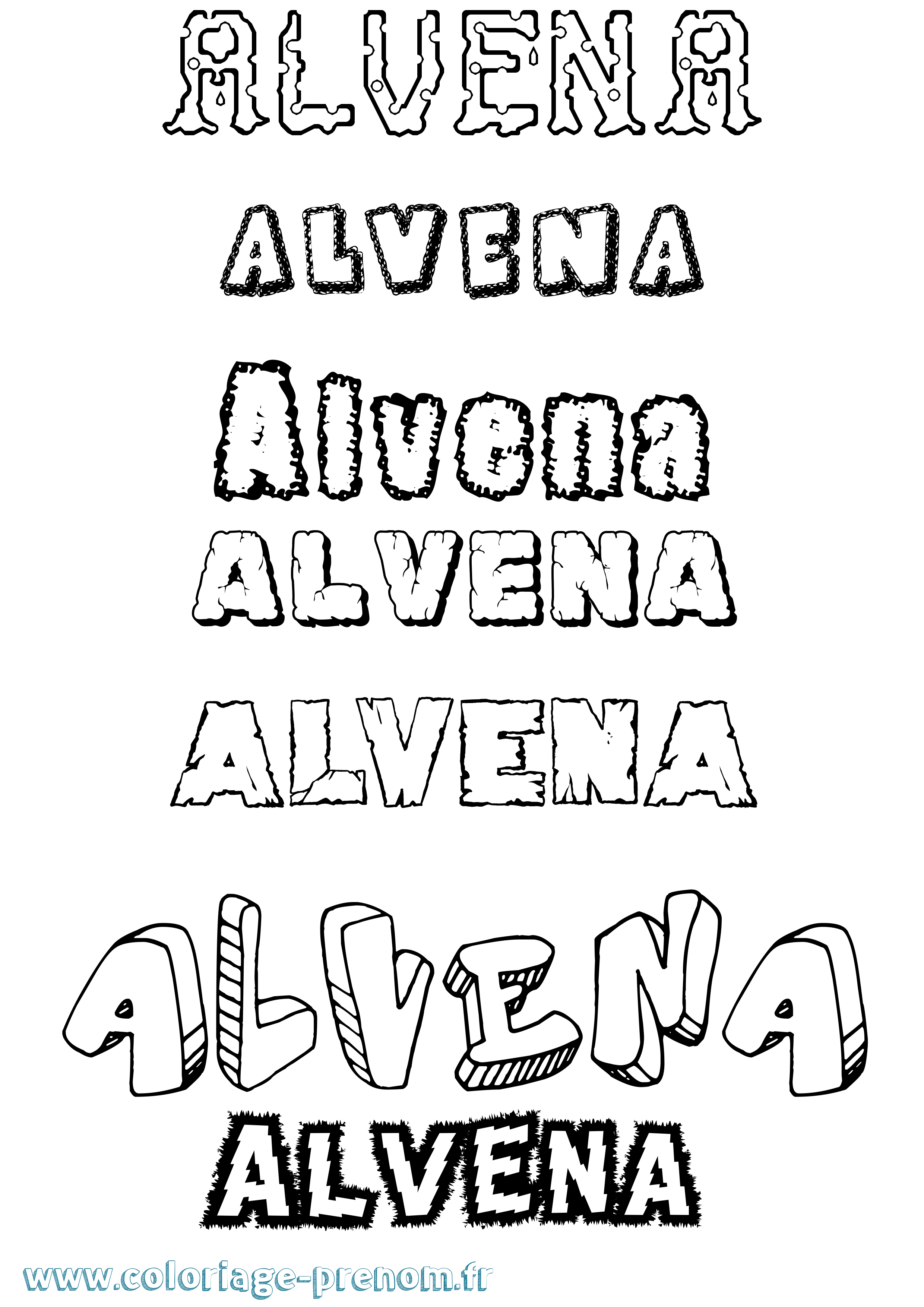 Coloriage Alvena Destructuré Coloriage prénom Alvena Destructuré
