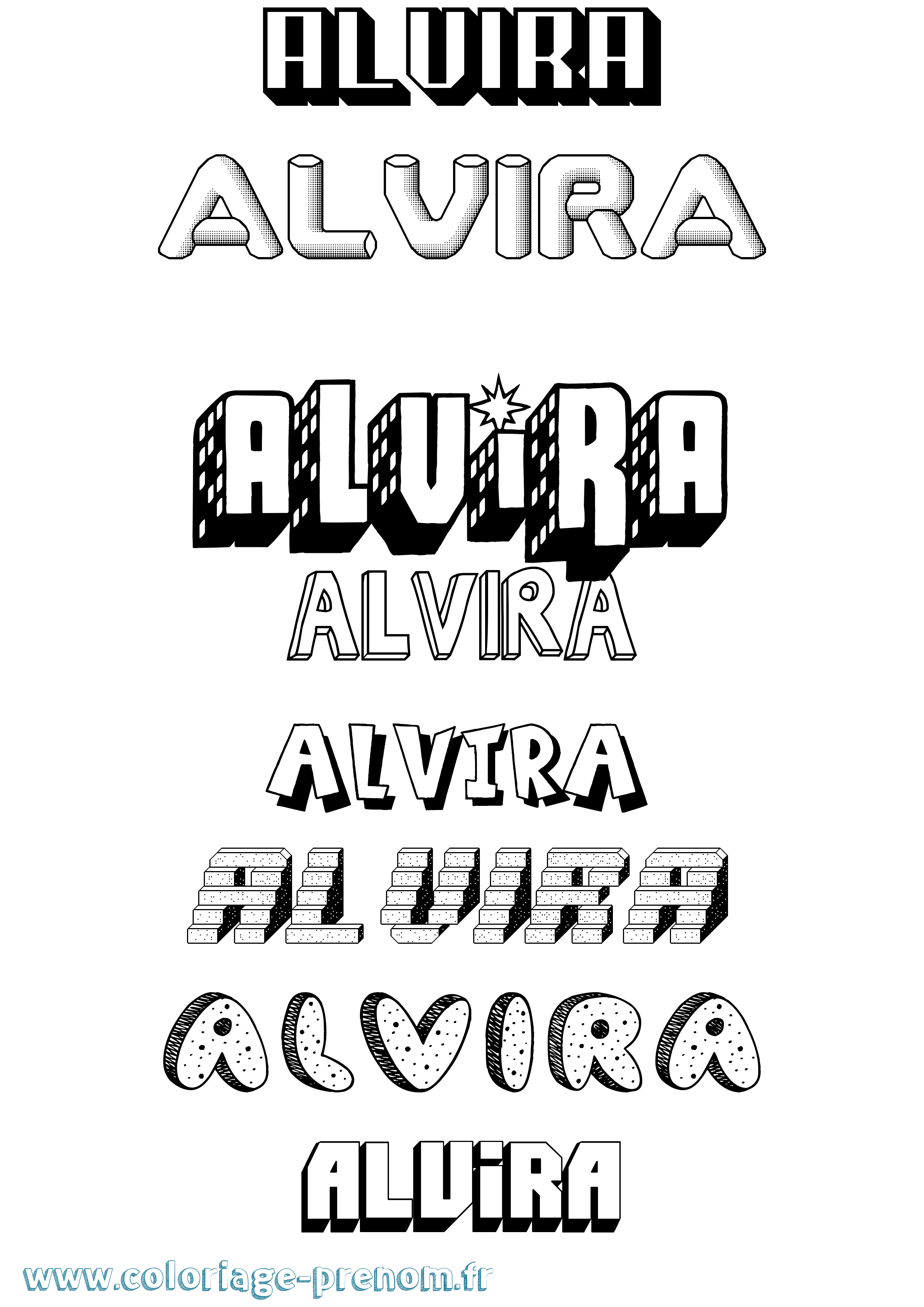 Coloriage Alvira Effet 3D Coloriage prénom Alvira Effet 3D