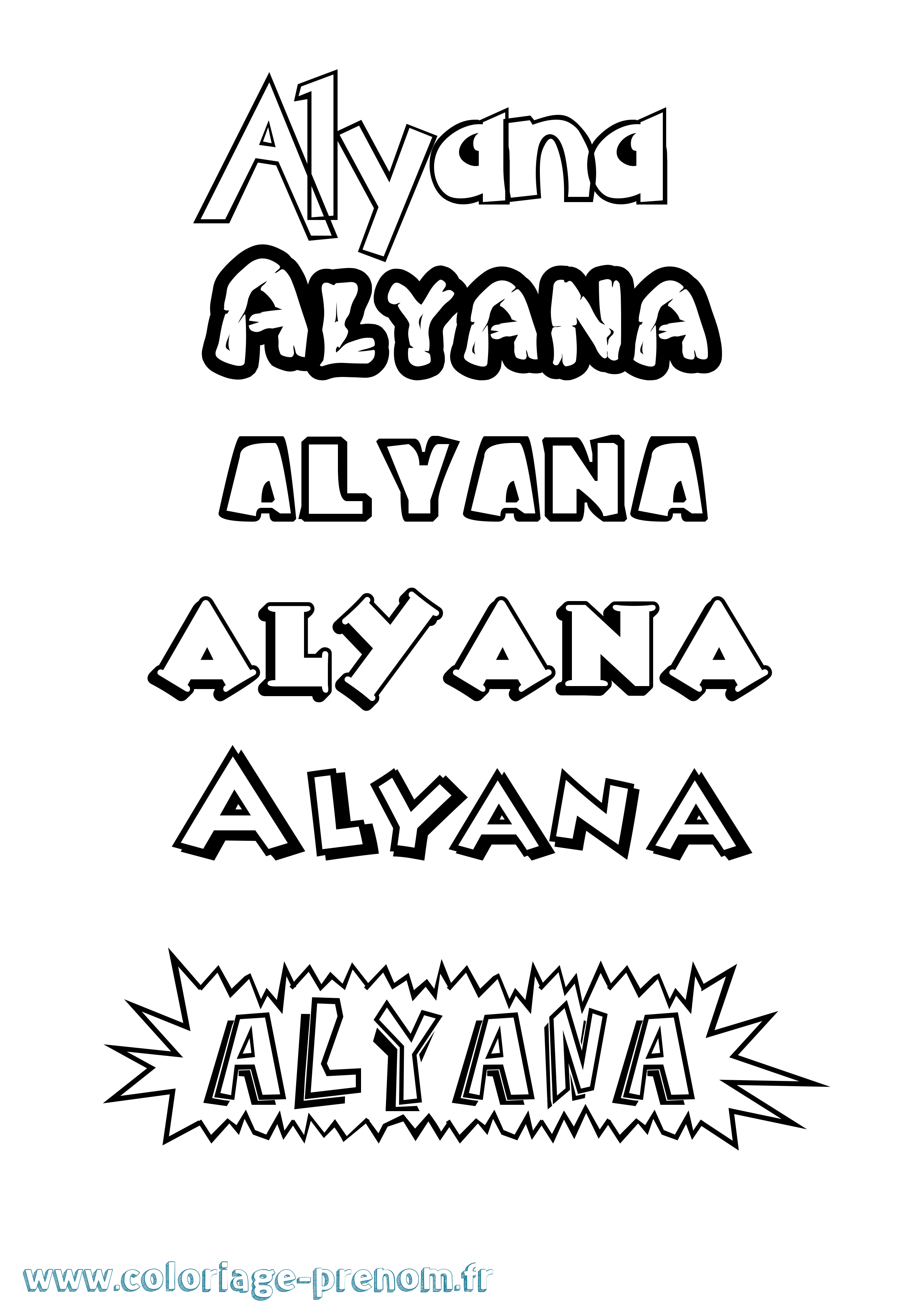 Coloriage Alyana Dessin Animé Coloriage prénom Alyana Dessin Animé