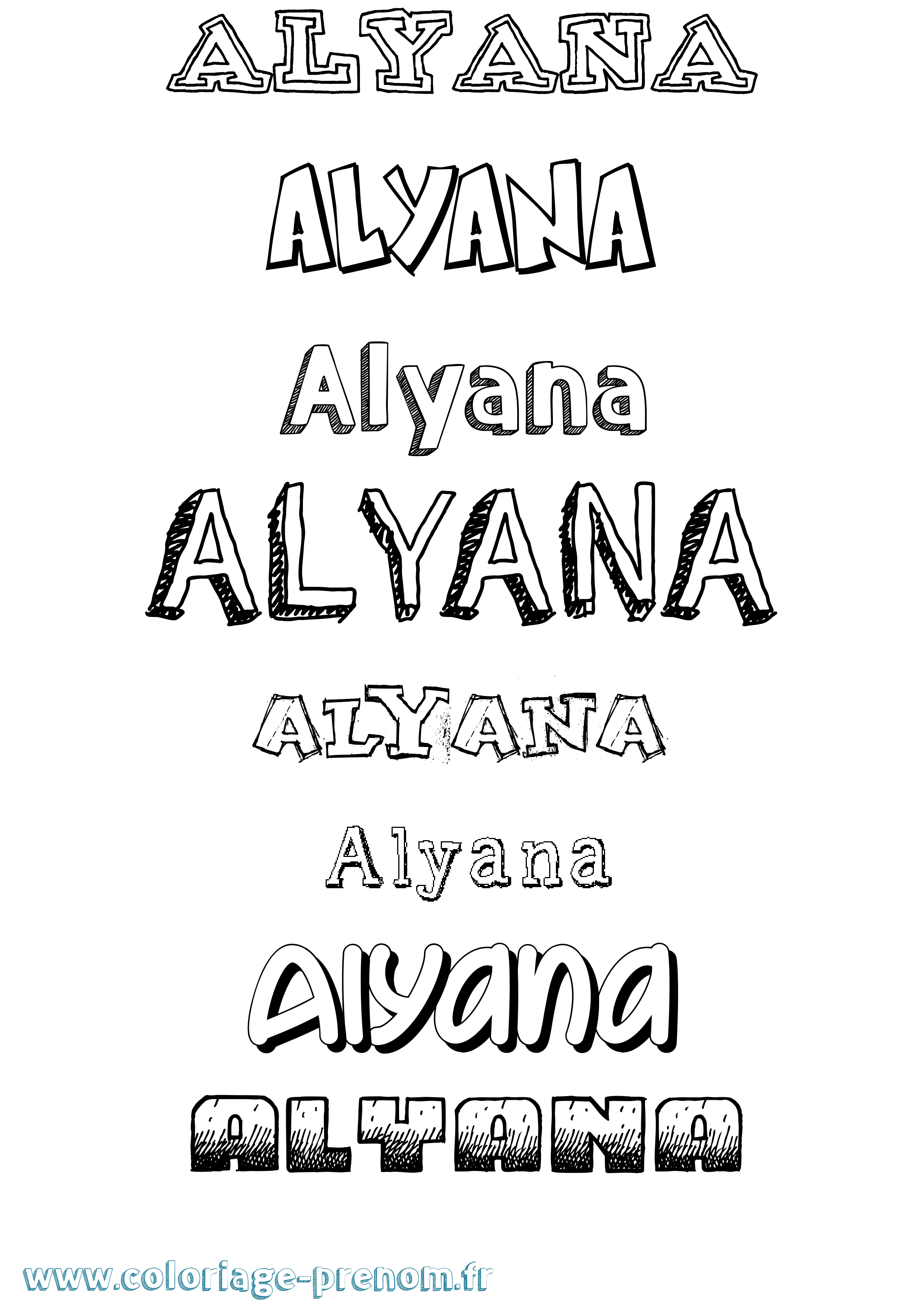 Coloriage Alyana Dessiné Coloriage prénom Alyana Dessiné
