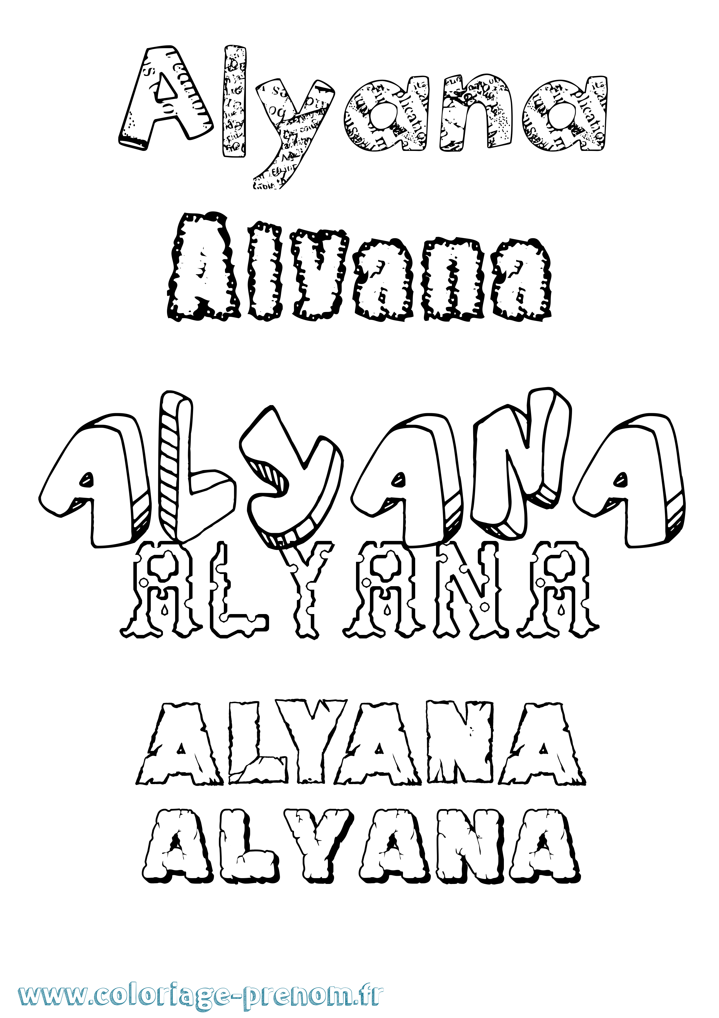 Coloriage Alyana Destructuré Coloriage prénom Alyana Destructuré