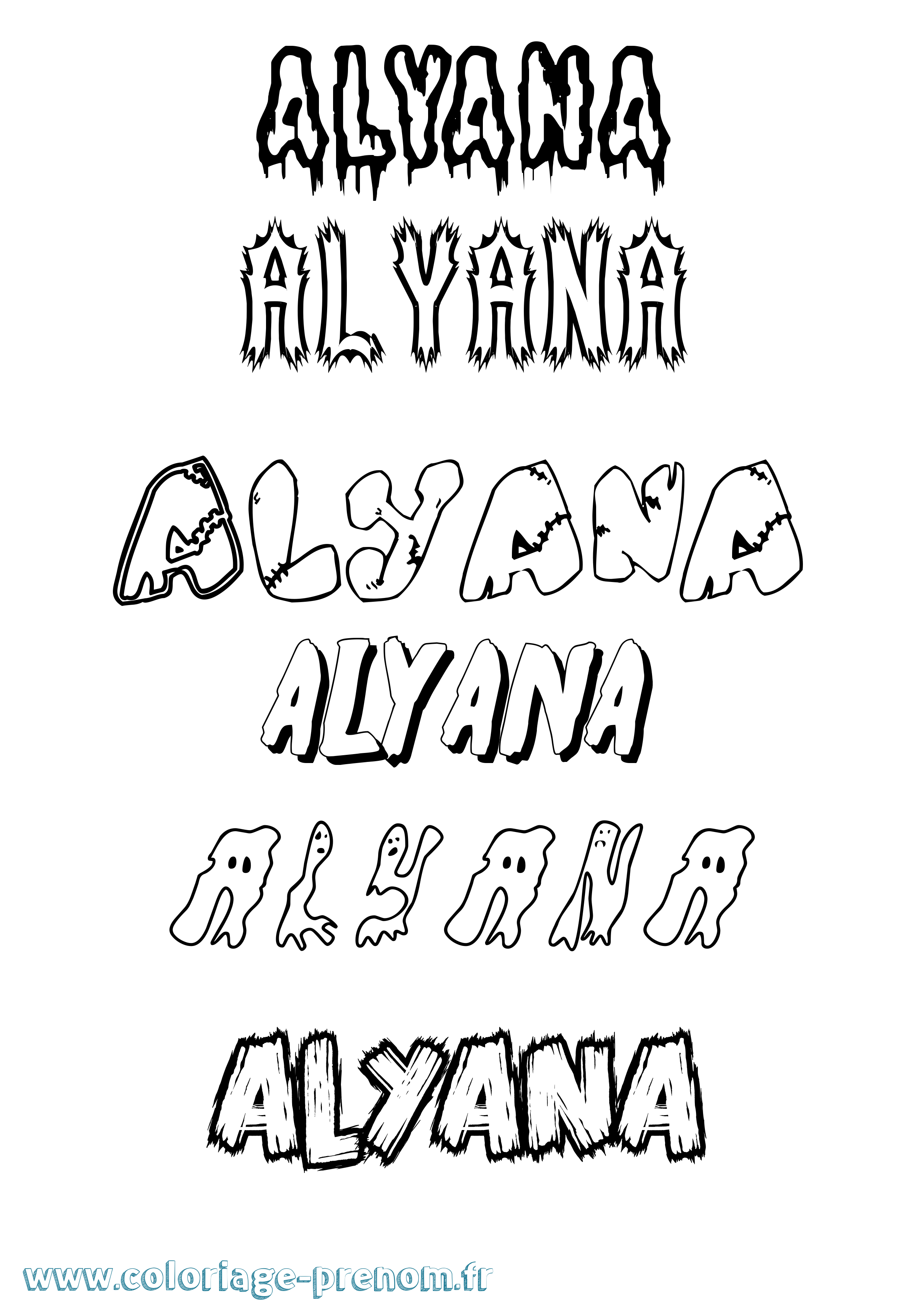 Coloriage Alyana Frisson Coloriage prénom Alyana Frisson