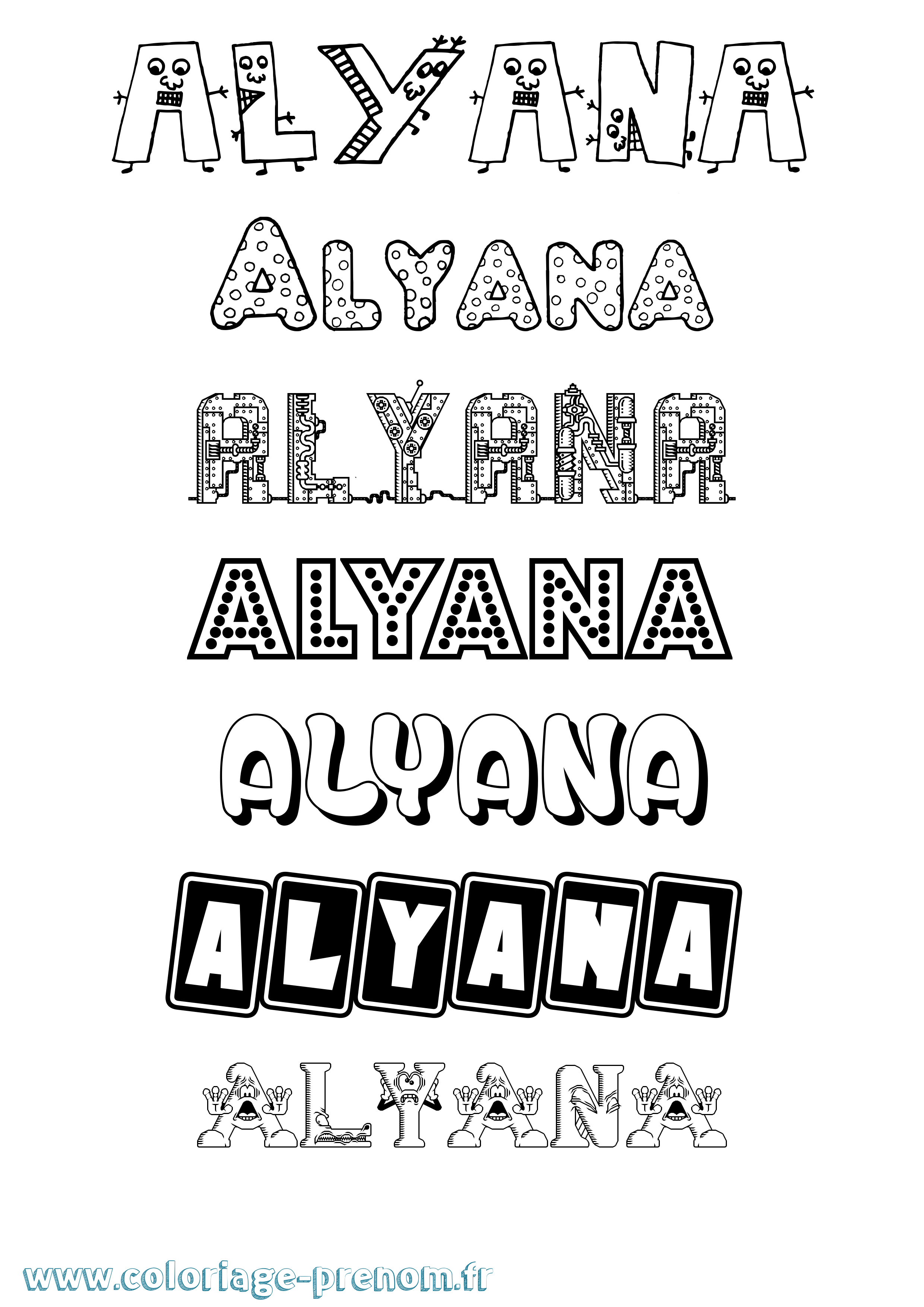 Coloriage Alyana Fun Coloriage prénom Alyana Fun