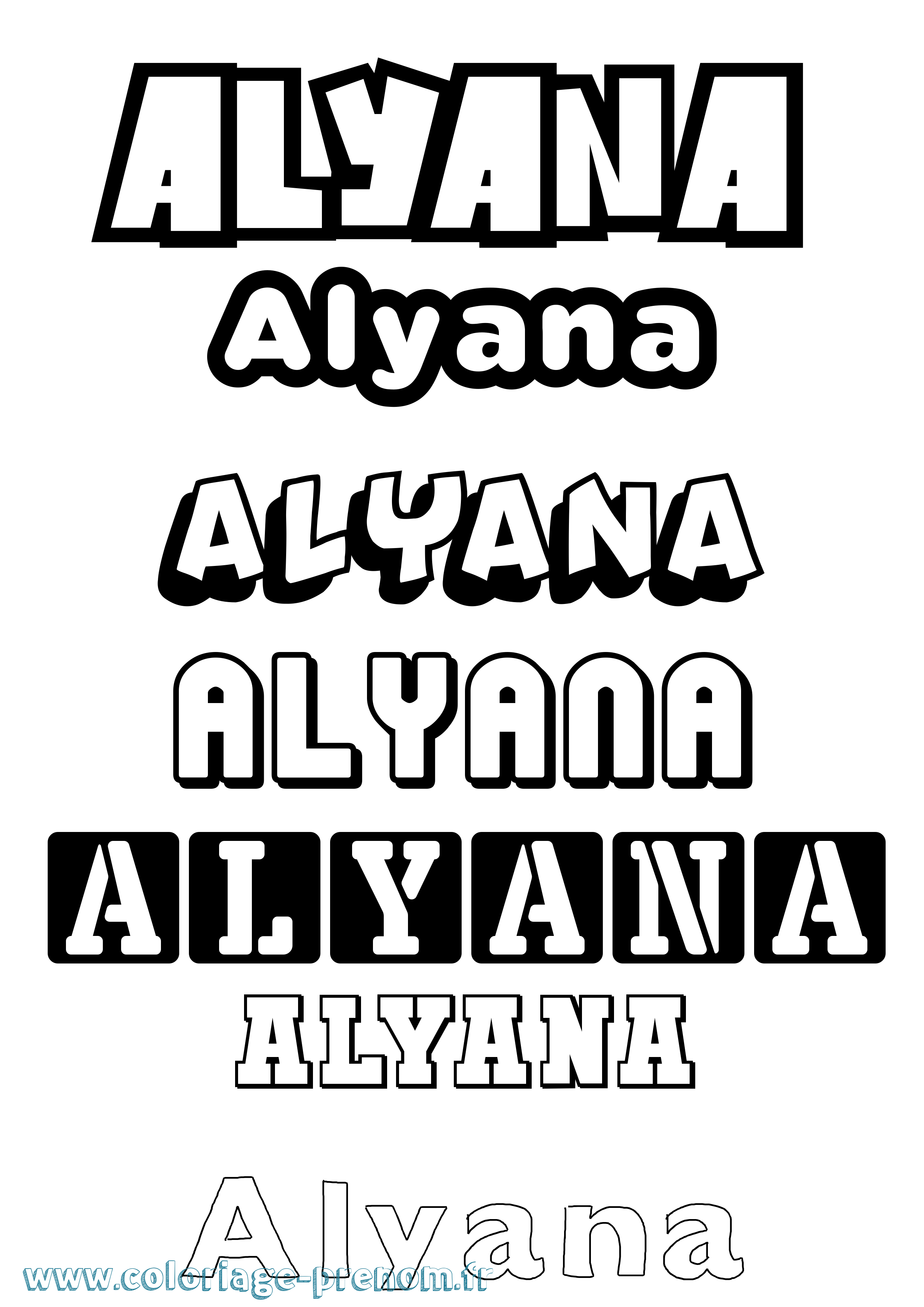 Coloriage Alyana Simple Coloriage prénom Alyana Simple