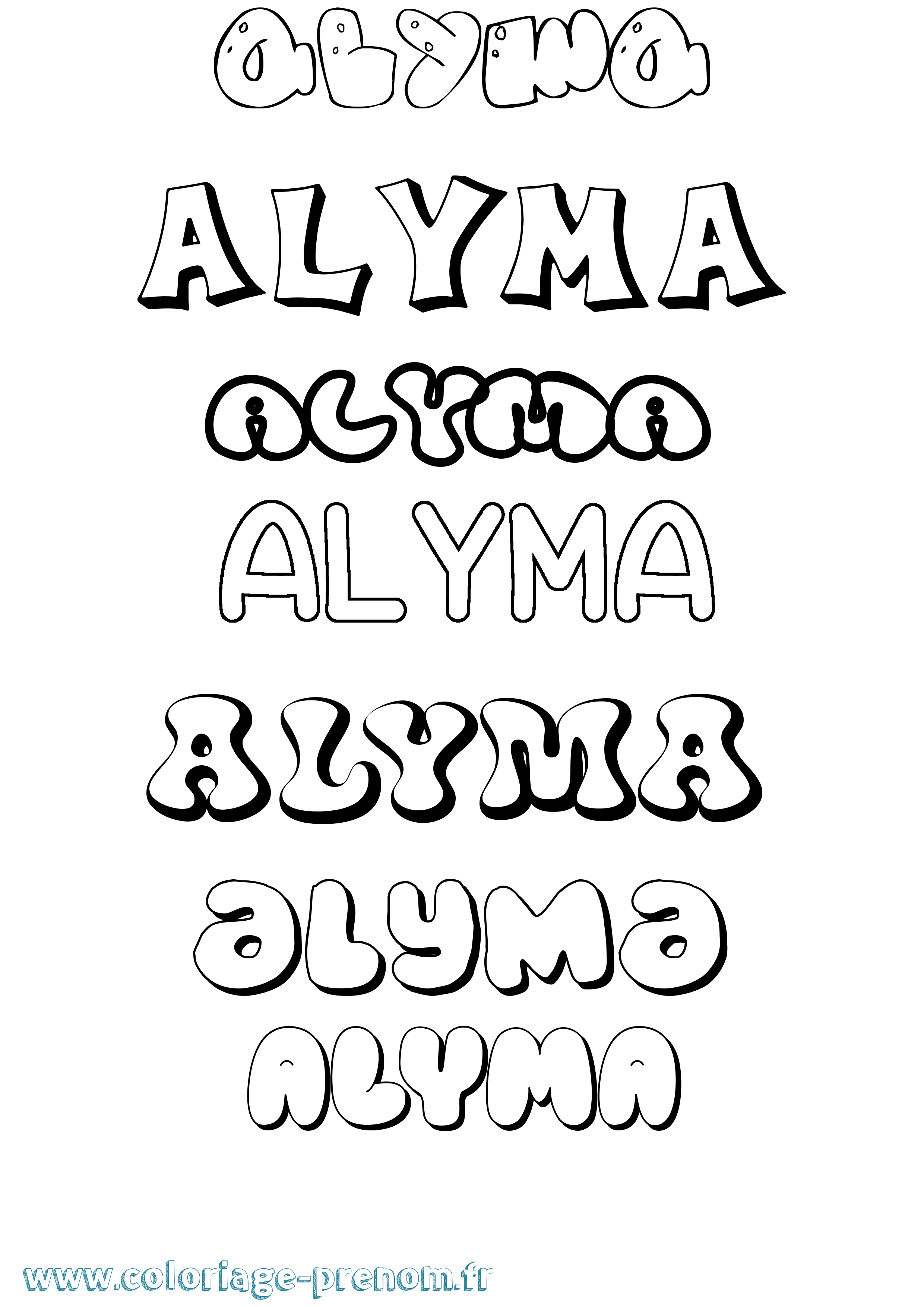 Coloriage Alyma Bubble Coloriage prénom Alyma Bubble