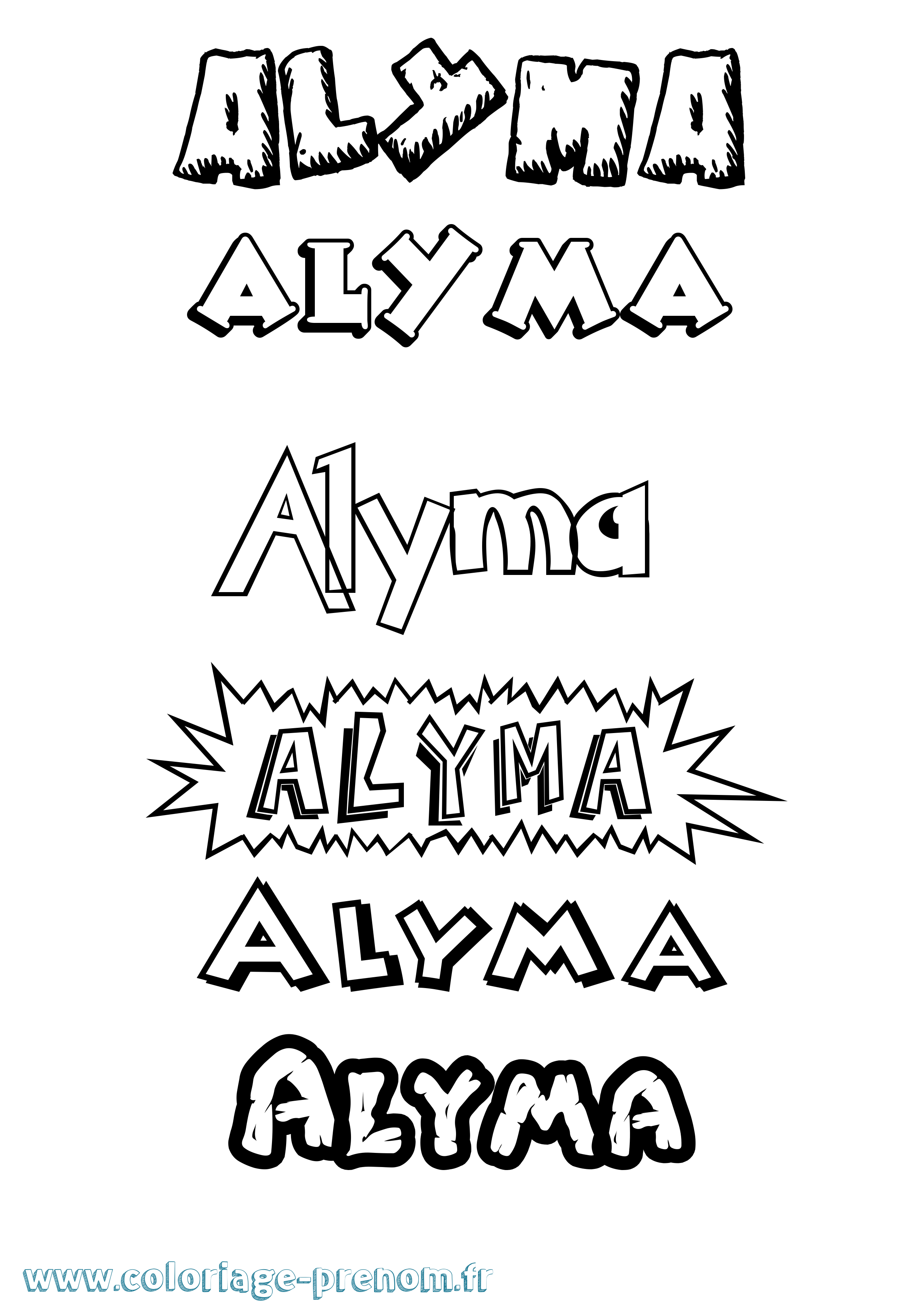 Coloriage Alyma Dessin Animé Coloriage prénom Alyma Dessin Animé
