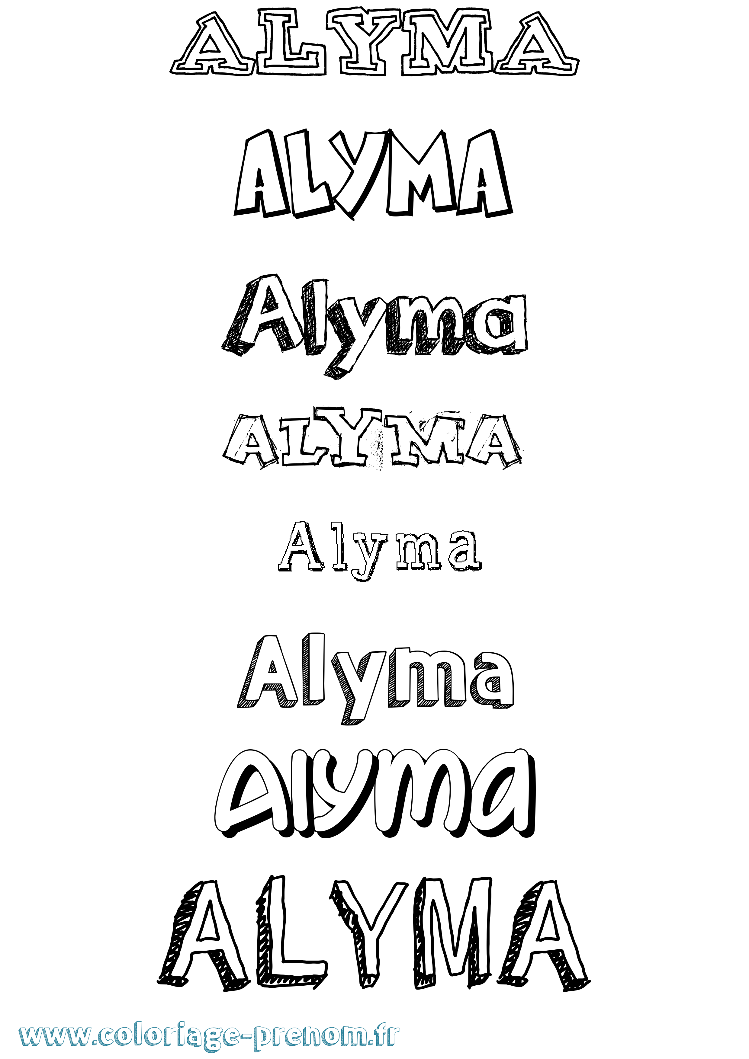 Coloriage Alyma Dessiné Coloriage prénom Alyma Dessiné
