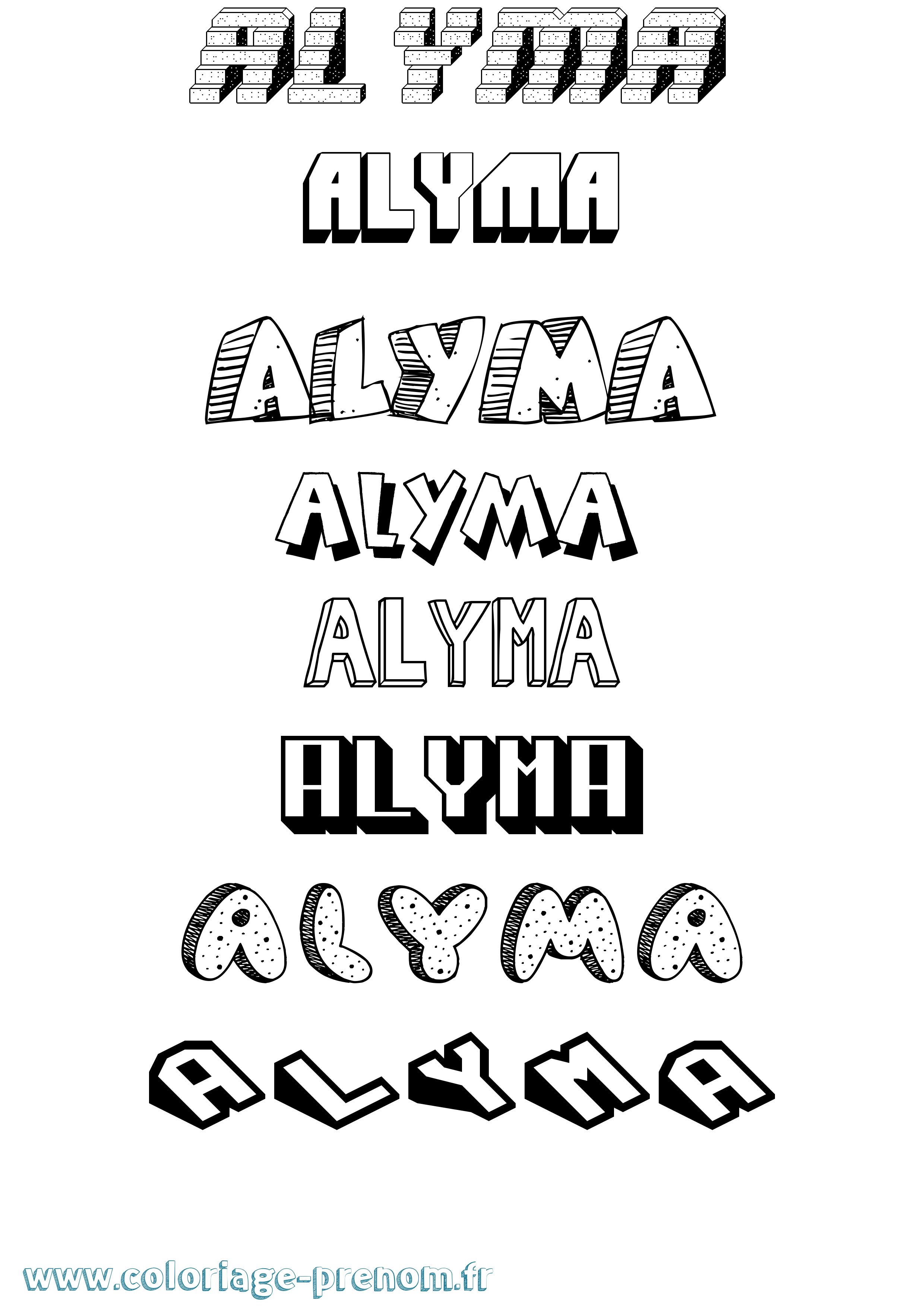 Coloriage Alyma Effet 3D Coloriage prénom Alyma Effet 3D